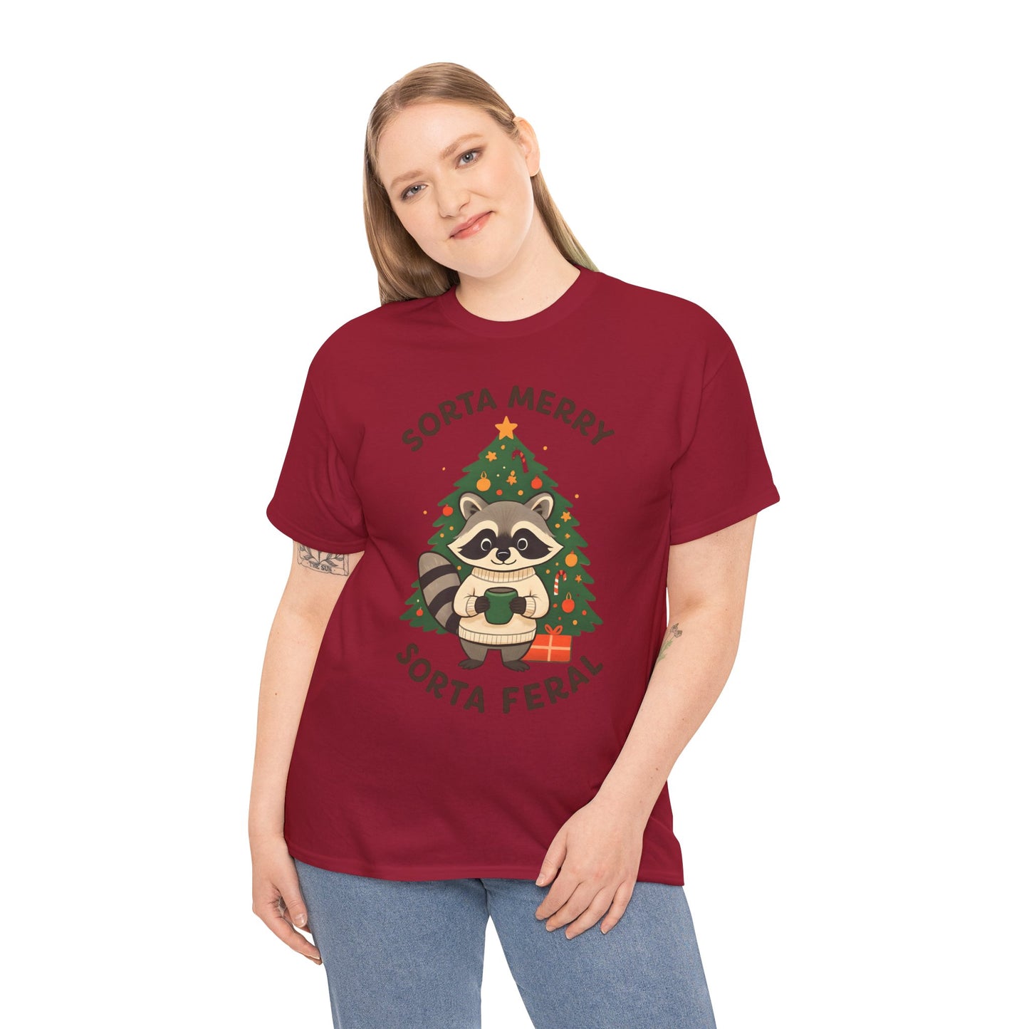Sorta Merry Sorta Feral Raccoon Christmas Tee
