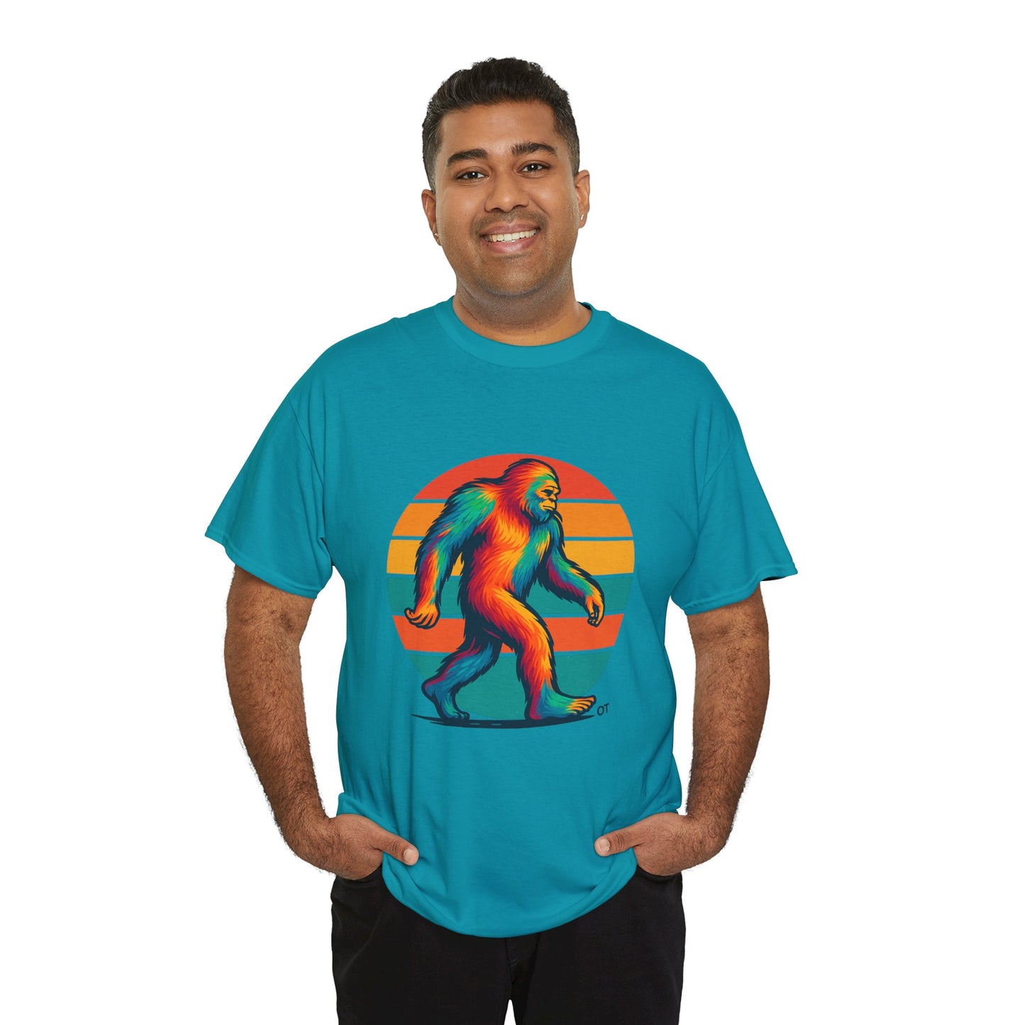 Colorful Bigfoot Unisex T-Shirt, Fun Graphic Tee for Nature Lovers, Perfect for Holidays, Festivals, Camping, Gifts