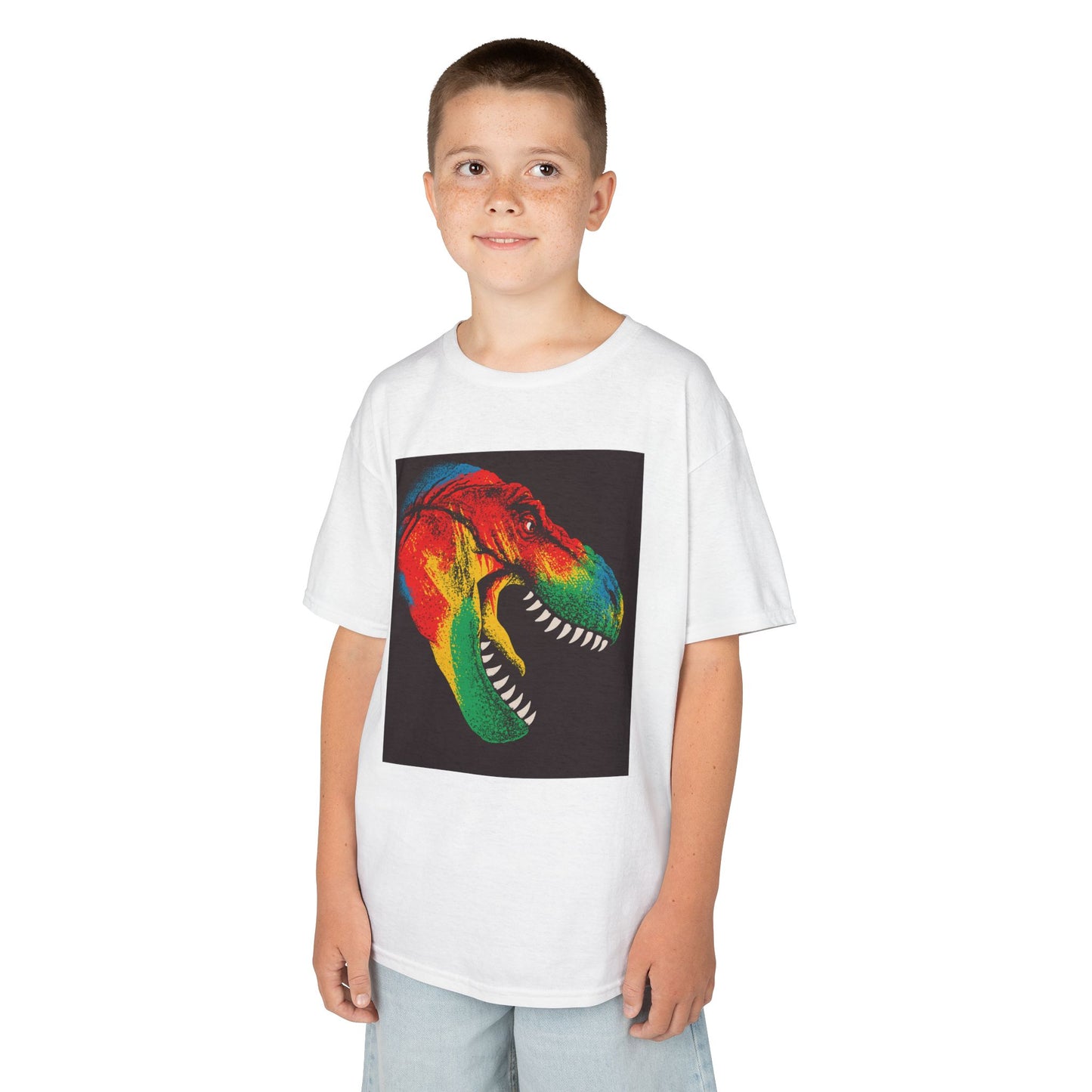 Colorful Dinosaur Kids Tee, Fun T-Shirt for Boys and Girls, Perfect for Birthdays, Playdates, Gifts, and Holiday Celebrations