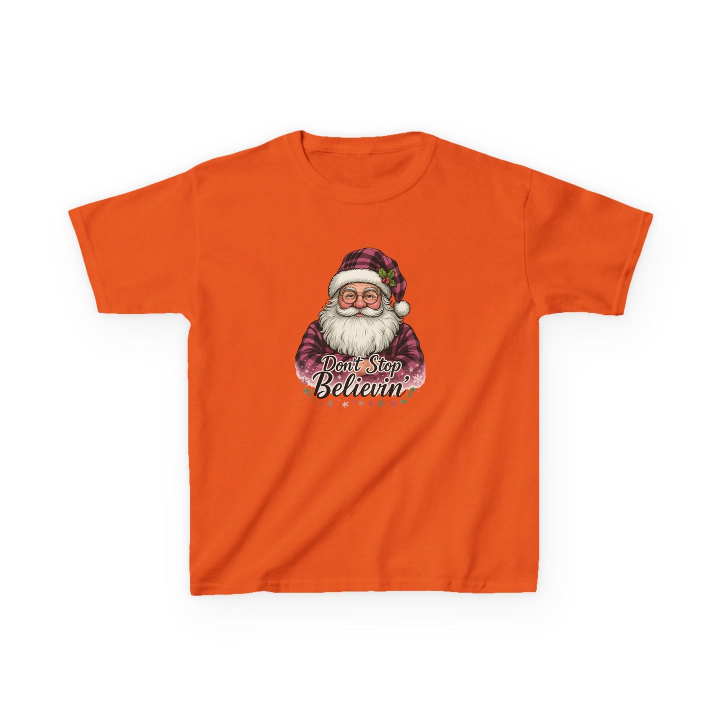 Plaid Santa 'Don't Stop Believin' Christmas Tee