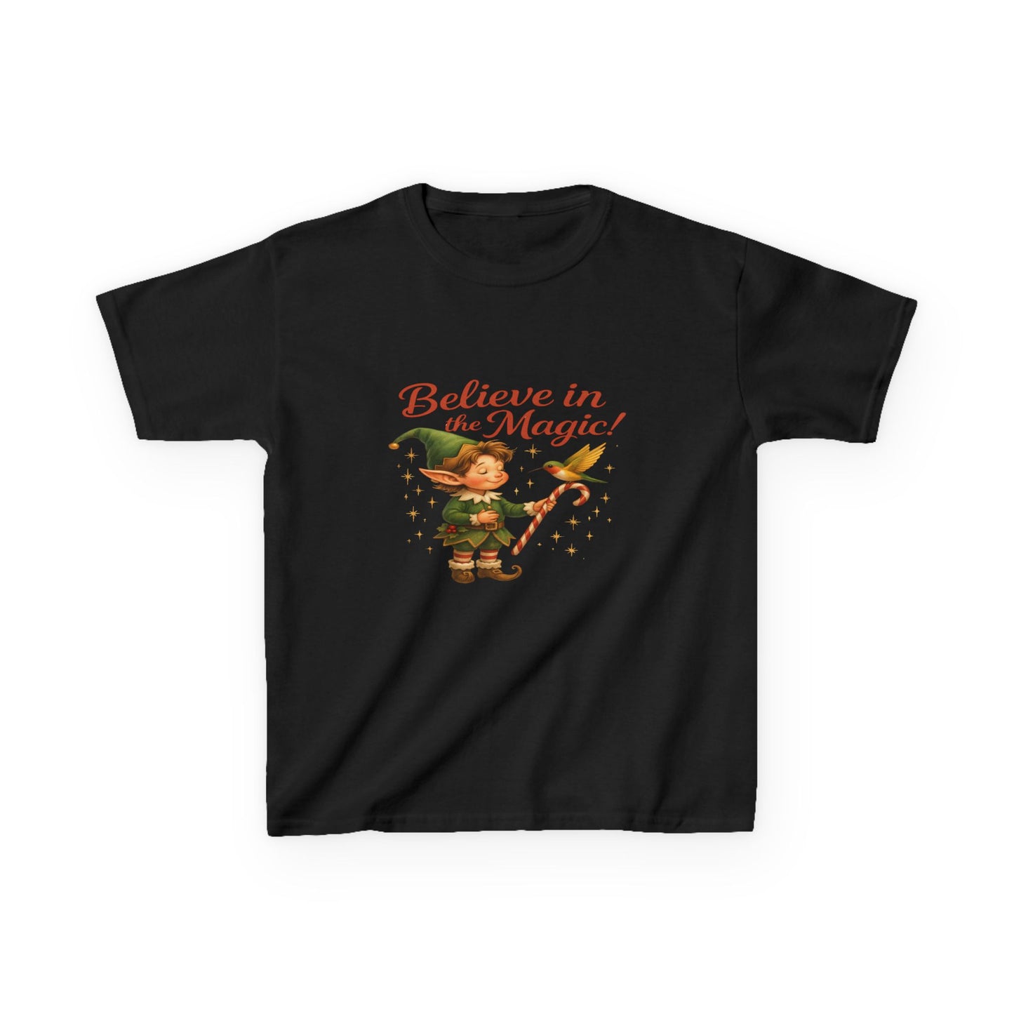 Believe in the Magic Elf & Dino Christmas Kids Tee