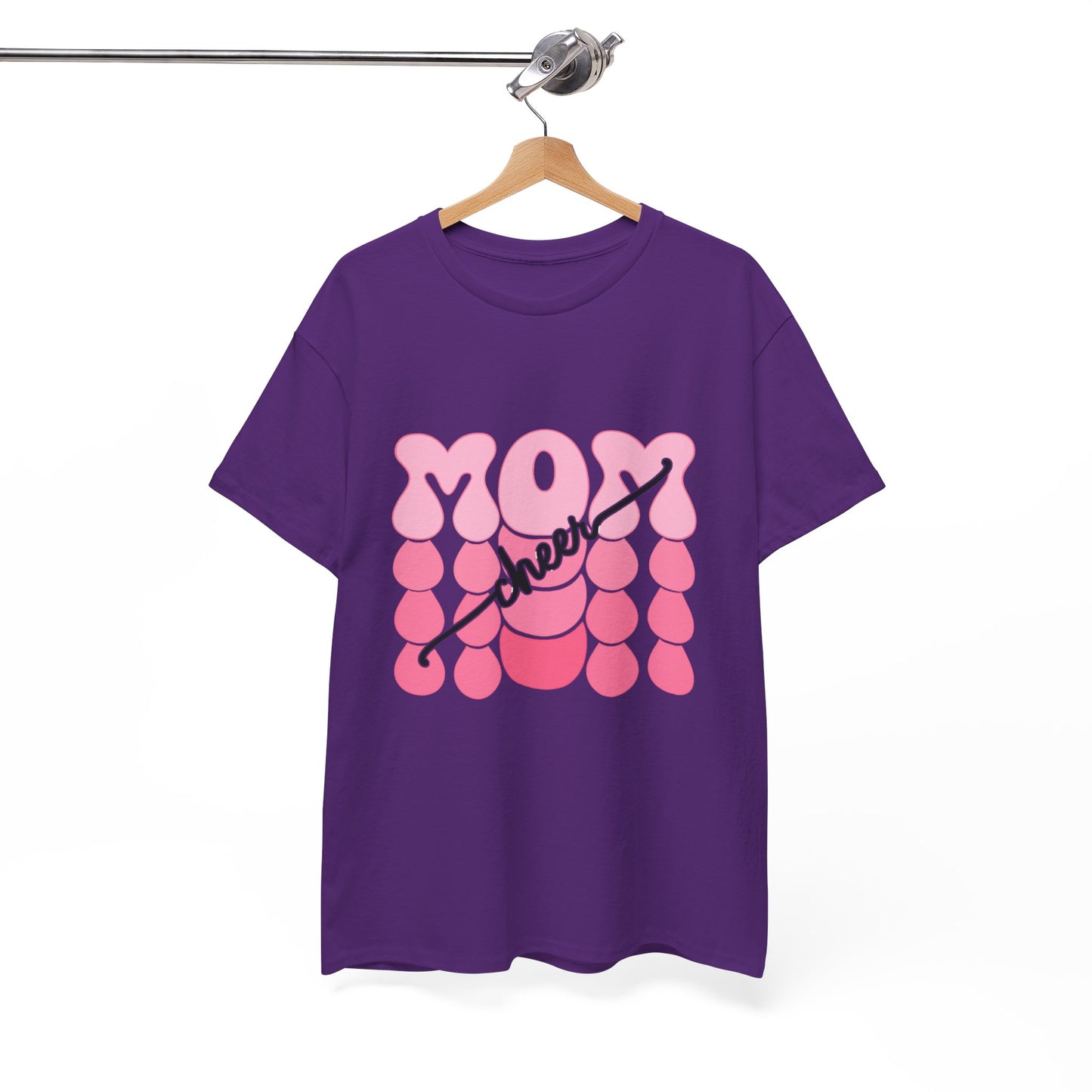MOM Cheer – Pink Bubble Letter Spirit Tee