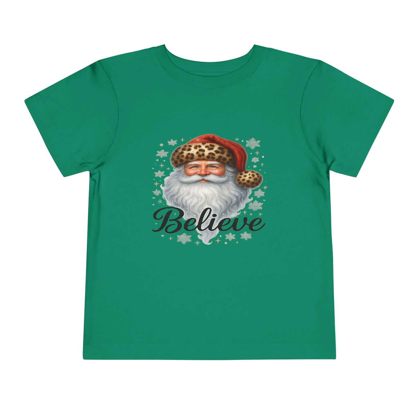 Believe Santa Leopard Print Toddler Christmas Tee