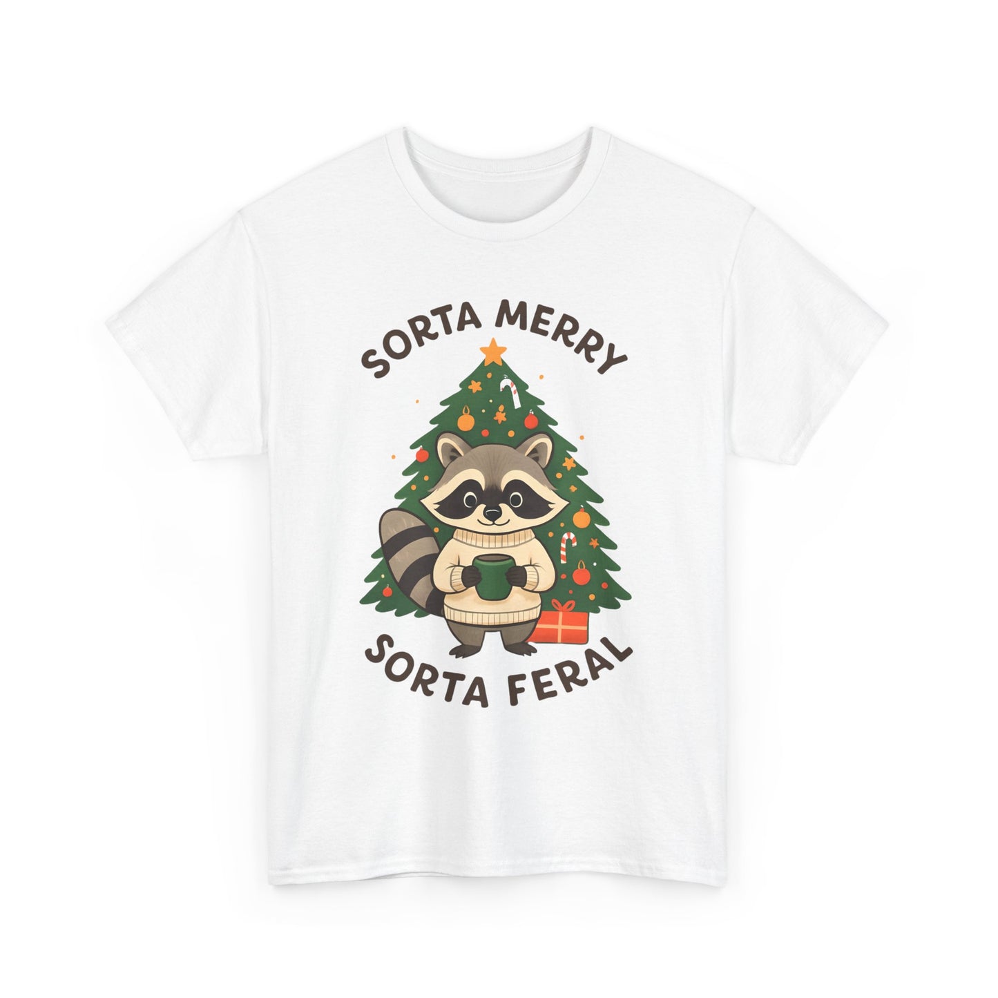 Sorta Merry Sorta Feral Raccoon Christmas Tee