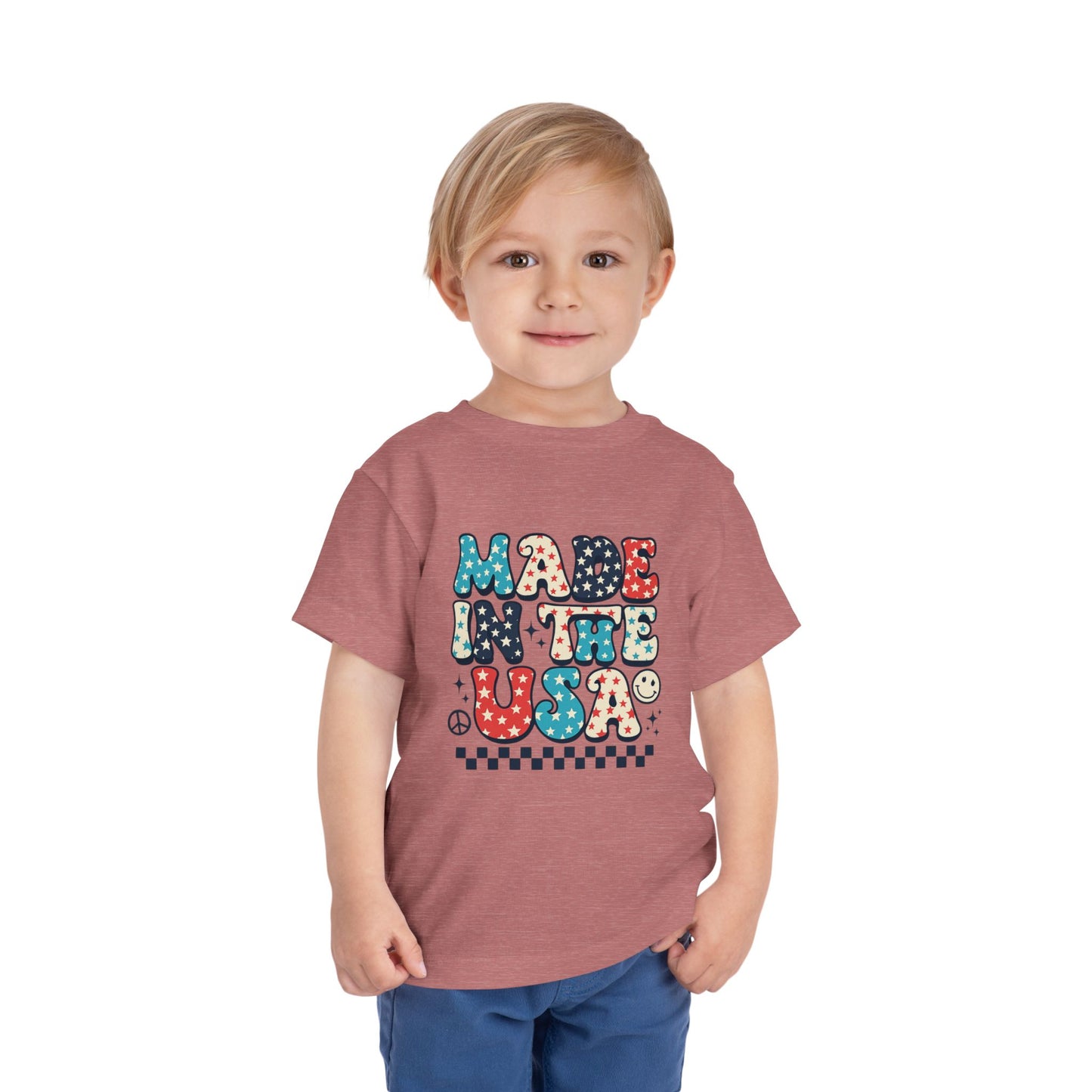 Toddler Tee Vintage Made in USA Retro Smiley Peace Sign Star Design