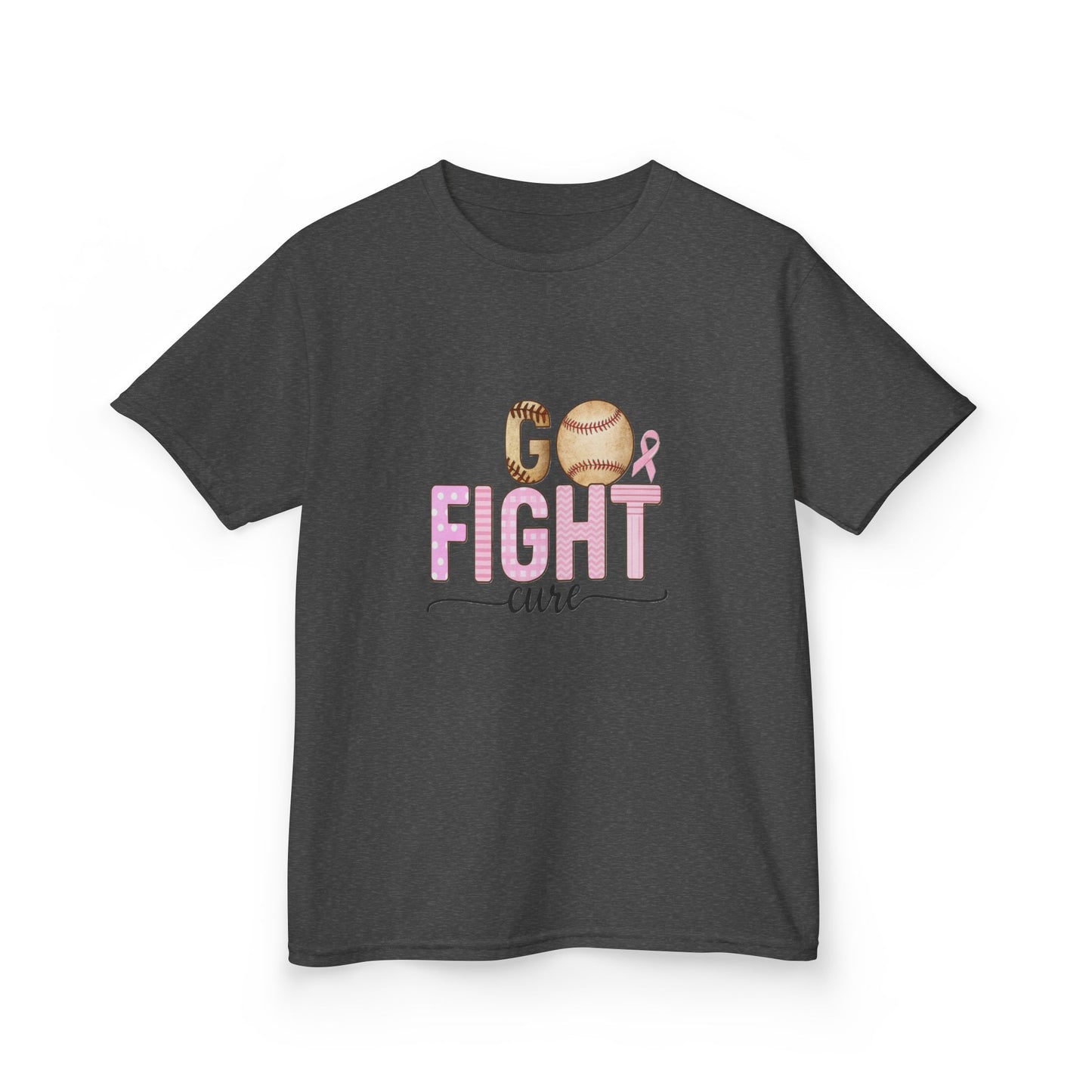Go Fight Cure Baseball Pink Ribbon Kids Christmas Tee