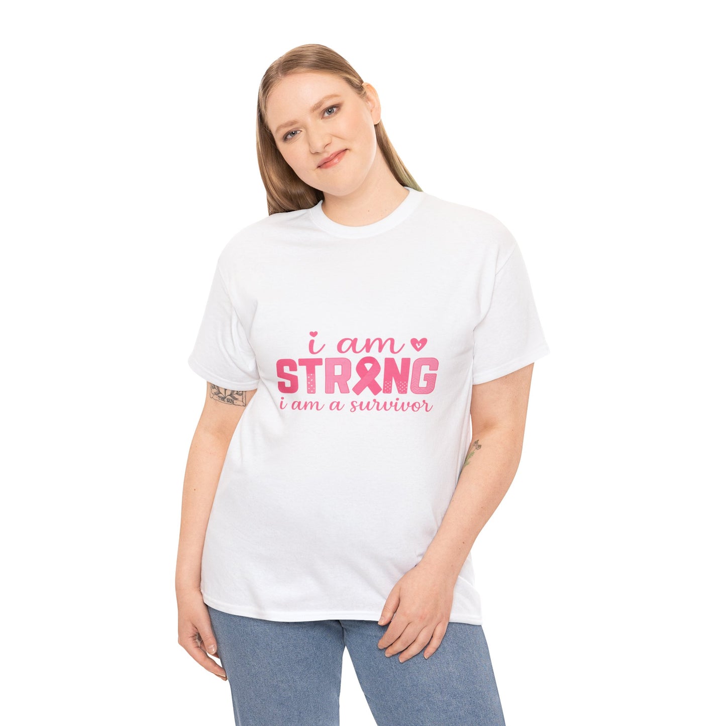 I AM STRONG - Pink Ribbon Breast Cancer Awareness Tee