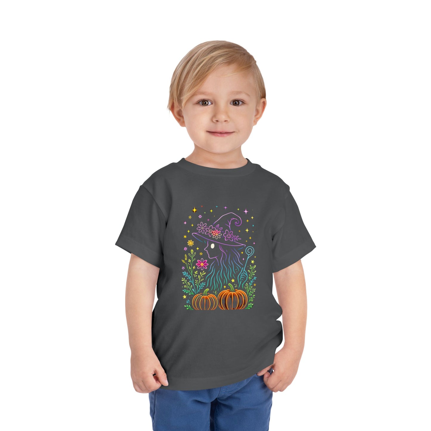 Toddler Halloween Tee - Witch Silhouette Floral Design