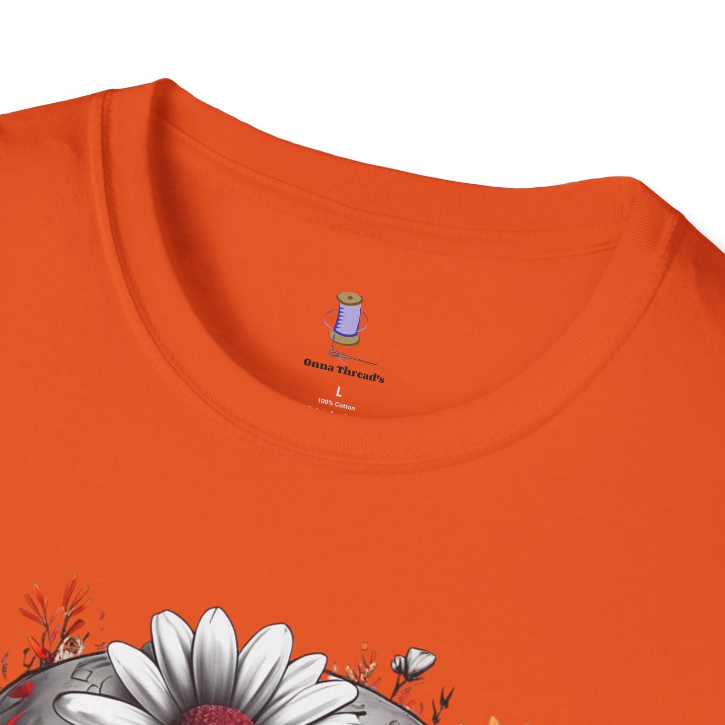 Skull & Flower Graphic T-Shirt, Unisex Casual Tee, Edgy Fashion Wear, Festival Outfit, Gift for Halloween & Day of the Dead