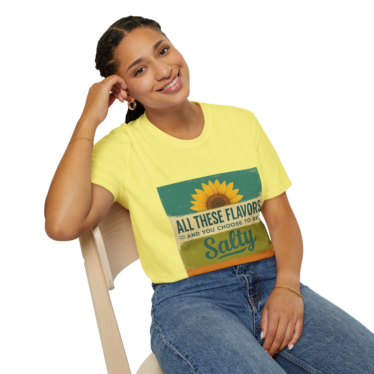 Sunflower Salty T-Shirt: Unisex Softstyle Tee for Sunshine Lovers, Casual Wear, Birthday Gift, Summer Vibes, Relaxed Style