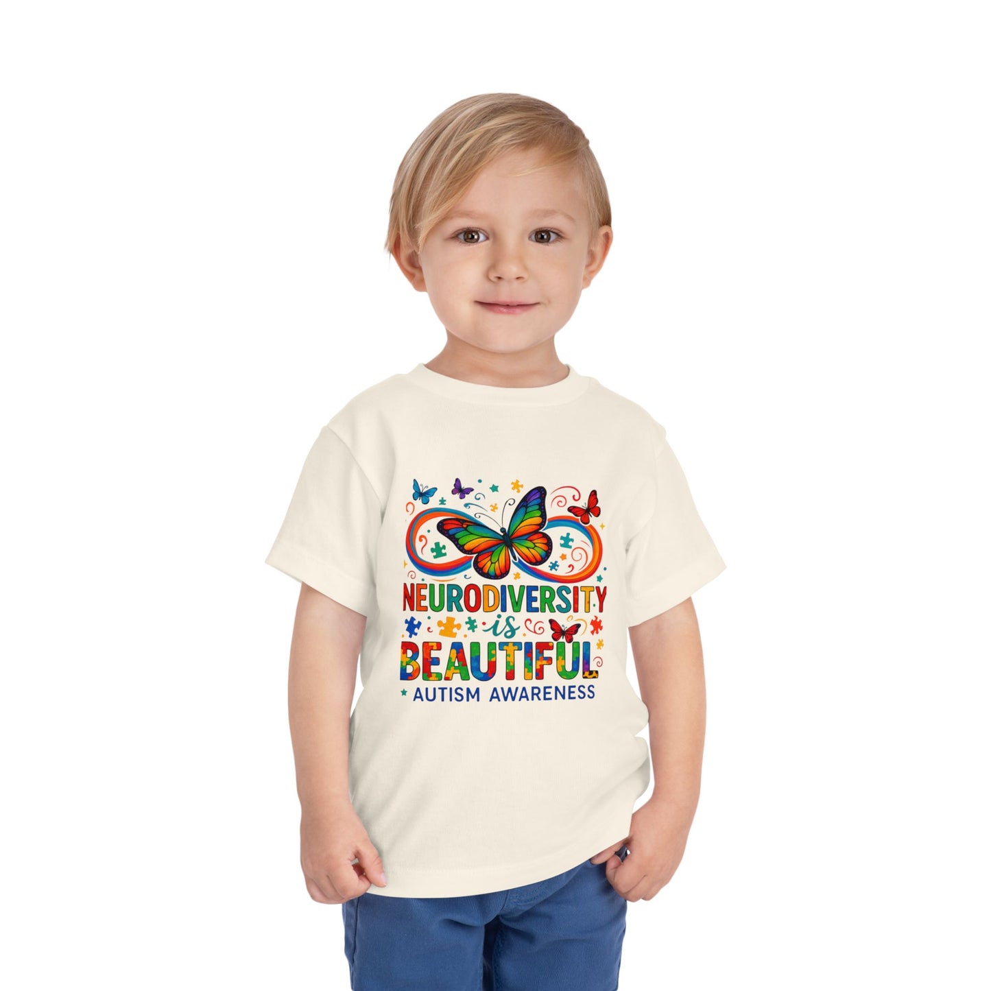 Toddler Tee - Neurodiversity is Beautiful Butterfly Rainbow Puzzle Piece Tee