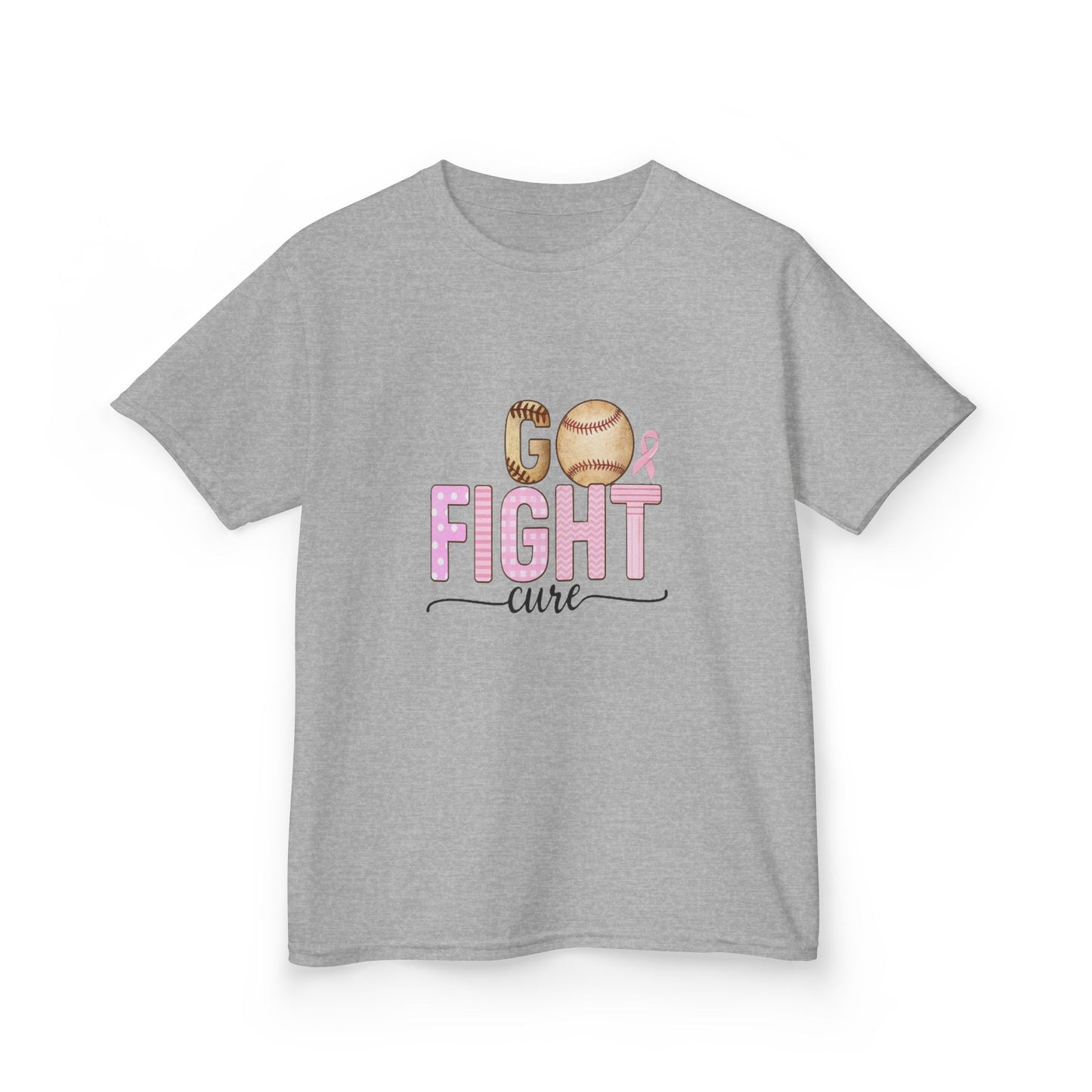 Go Fight Cure Baseball Pink Ribbon Kids Christmas Tee