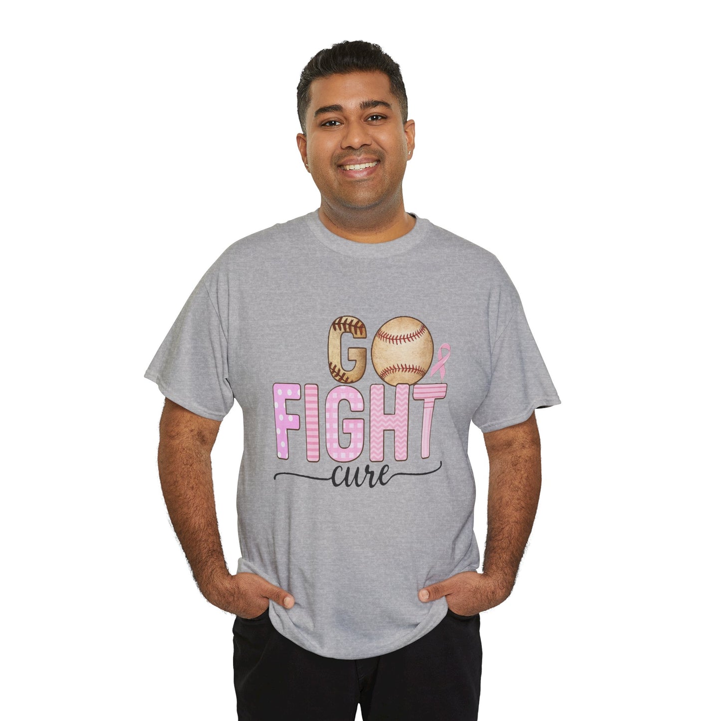 Go Fight Cure Baseball Pink Ribbon Awareness Tee