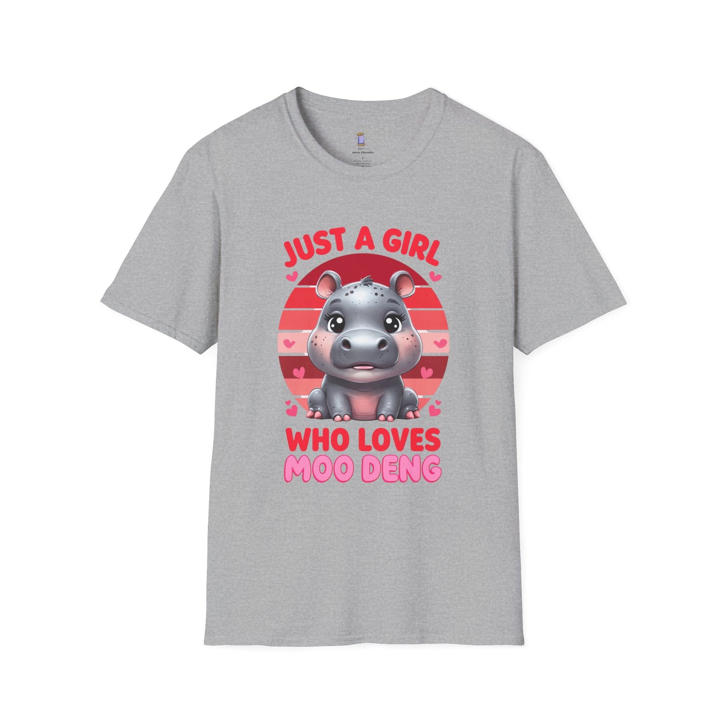 Just a Girl Who Loves Moo Deng Unisex Softstyle T-Shirt | Cute Hippo Tee, Animal Lover Shirt, Gift for Kids, Summer Wear, Birthday Present