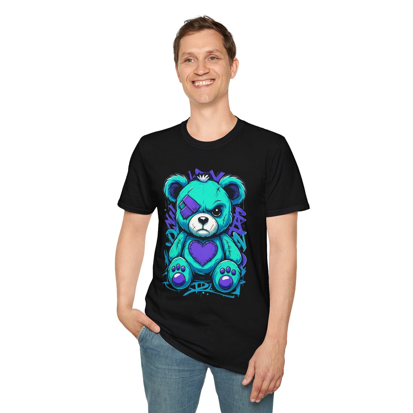 Adorable Grumpy Bear Unisex Softstyle T-Shirt | Cute Graphic Tee, Casual Wear, Gift for Animal Lovers, Birthday Present, Fun Fashion