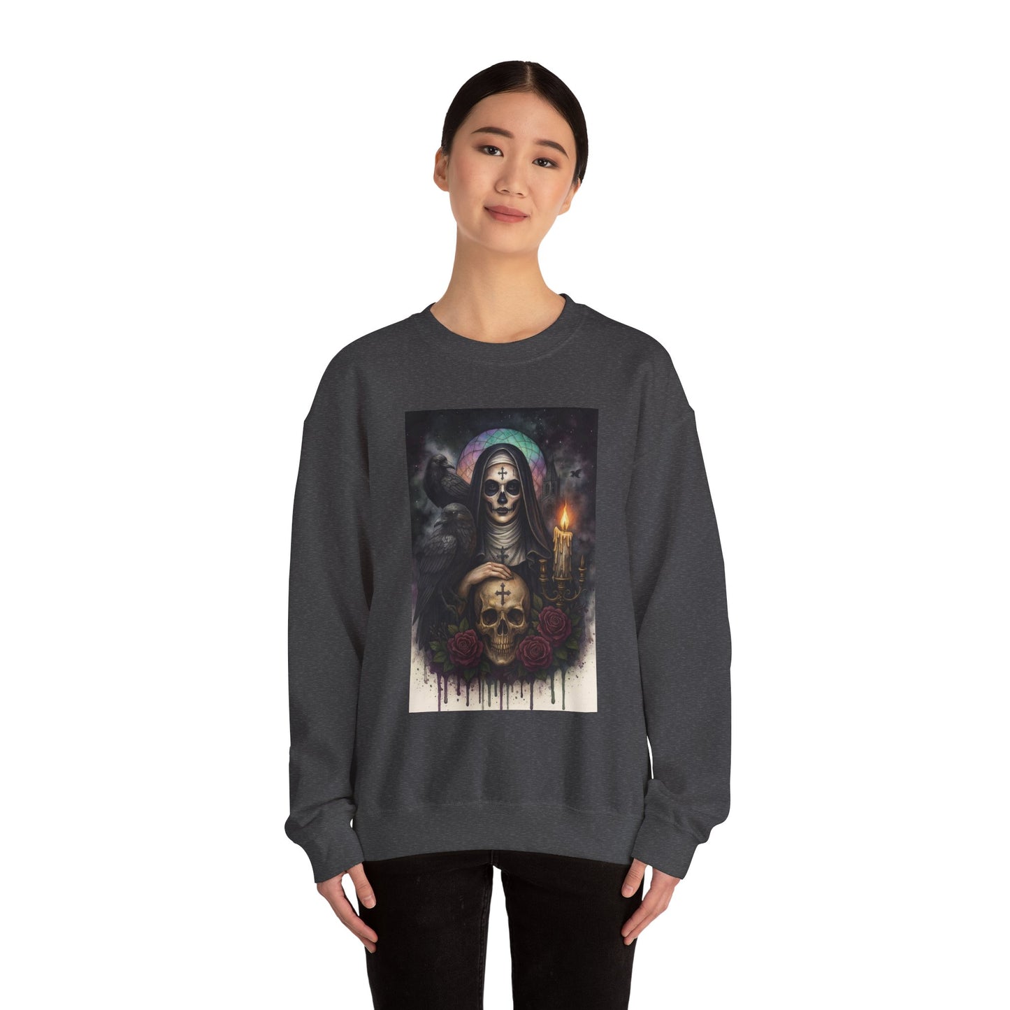 Gothic Nun Skull Halloween Crewneck Sweatshirt