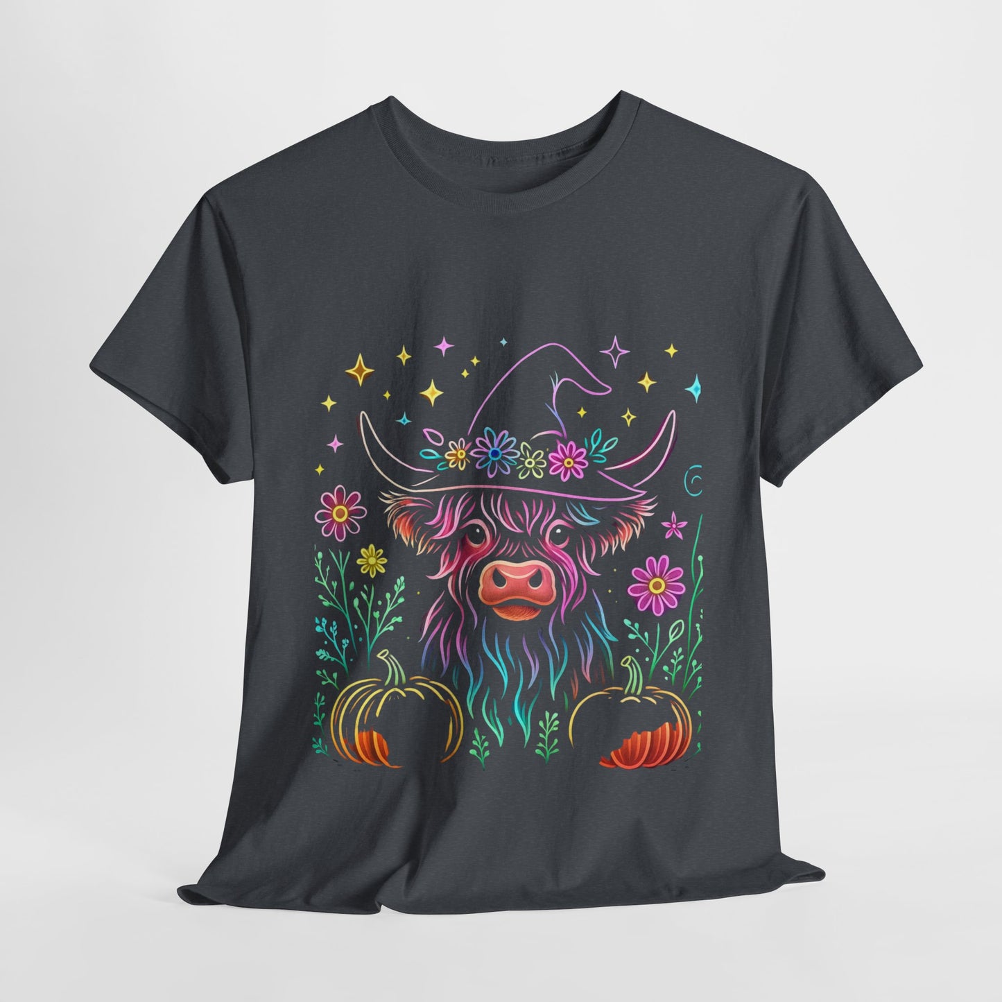🎃 Magical Highland Cow Tee – Witchy Pumpkin Farm Shirt