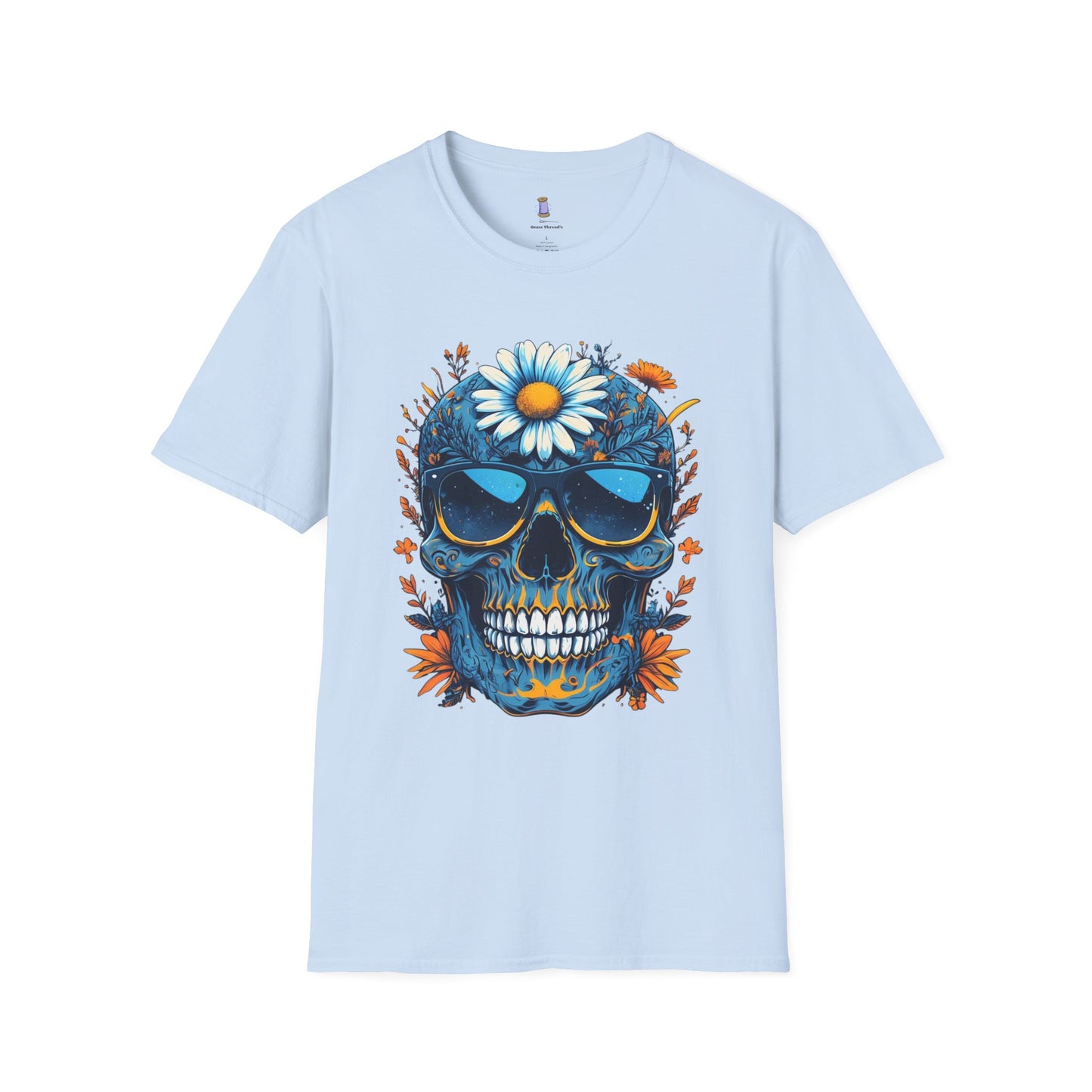 Bohemian Skull T-Shirt - Artistic Graphic Tee for Music Lovers, Festival Attire, Unique Gift, Unisex Softstyle Top