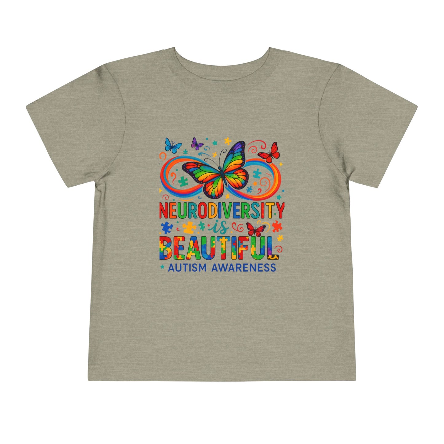 Toddler Tee - Neurodiversity is Beautiful Butterfly Rainbow Puzzle Piece Tee