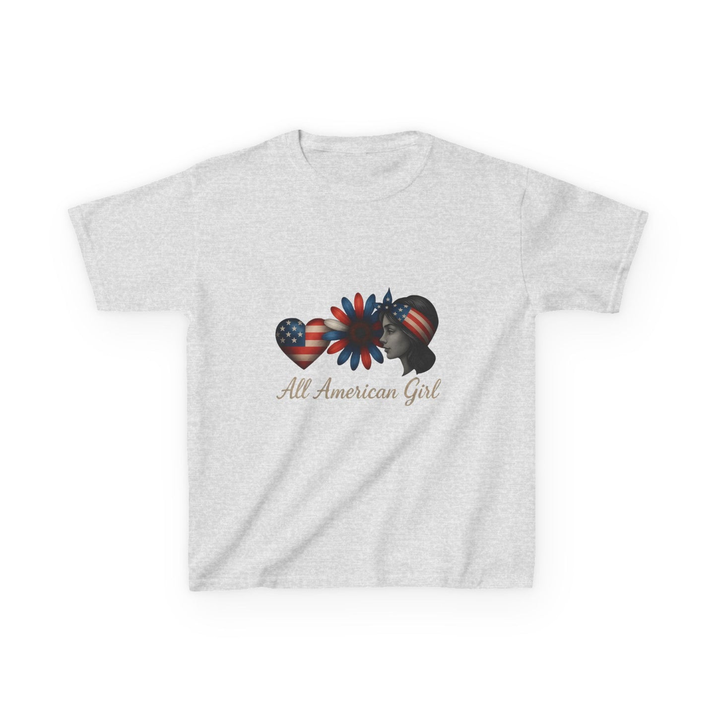 All American Girl Dinosaur Tee - Patriotic Kids Shirt