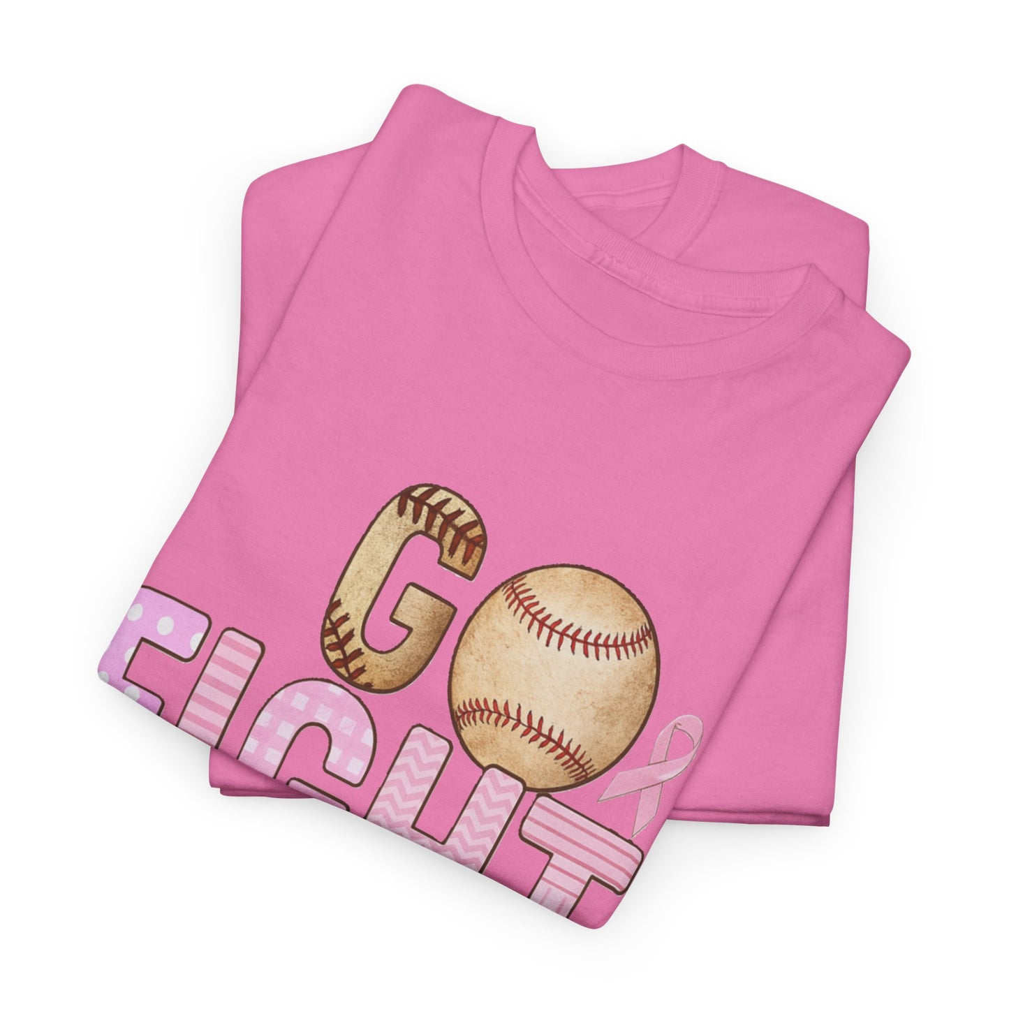 Go Fight Cure Baseball Pink Ribbon Awareness Tee
