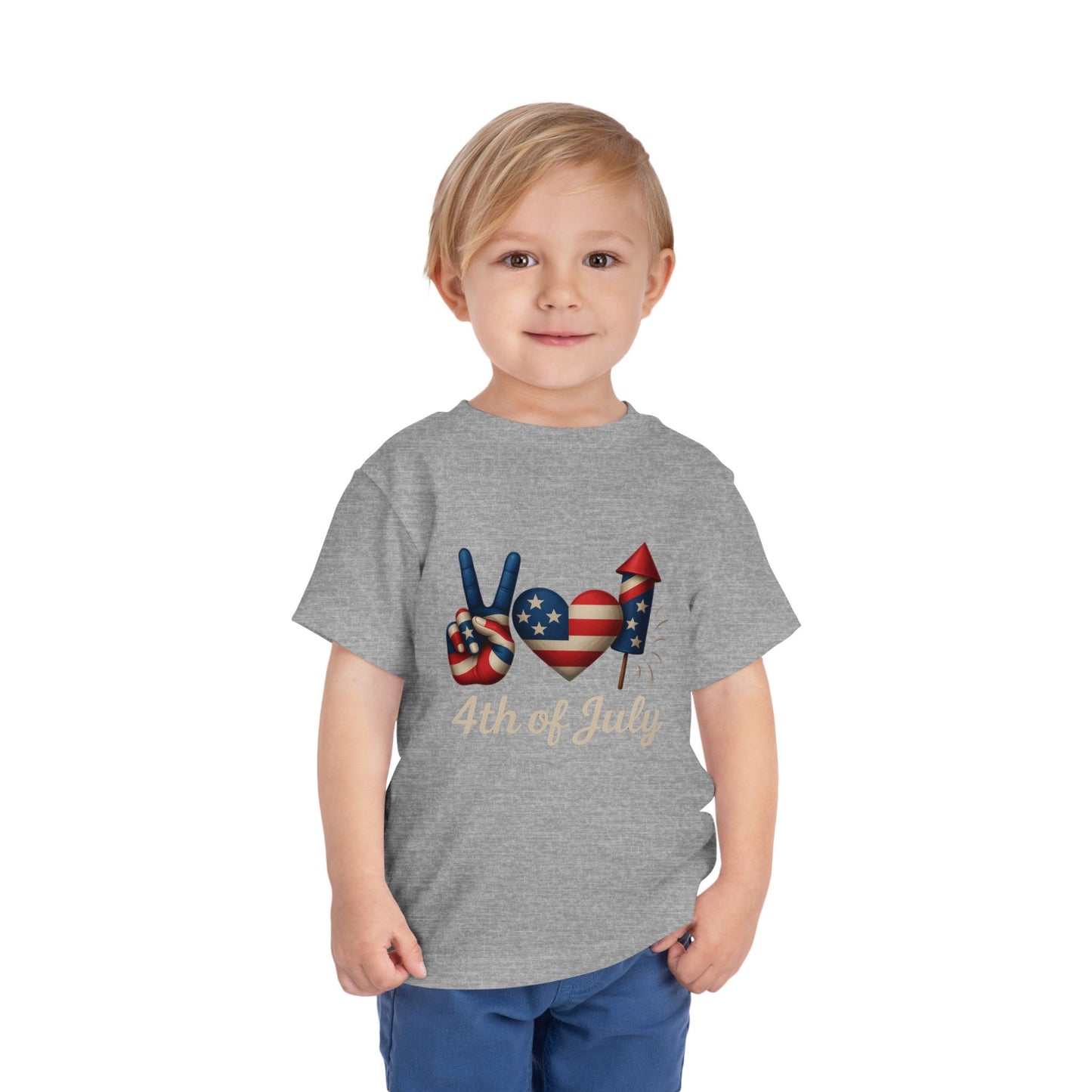 4th of July Peace & Heart Tee: Patriotic Toddler Shirt
