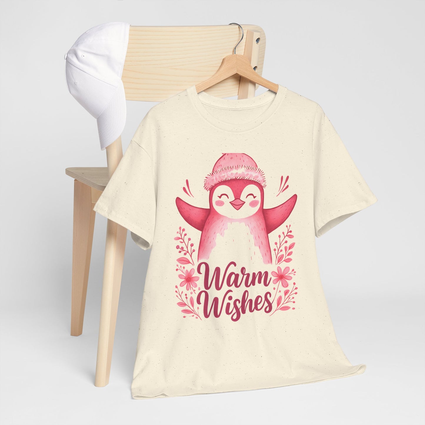 Warm Wishes Pink Penguin Tee - Holiday Tee