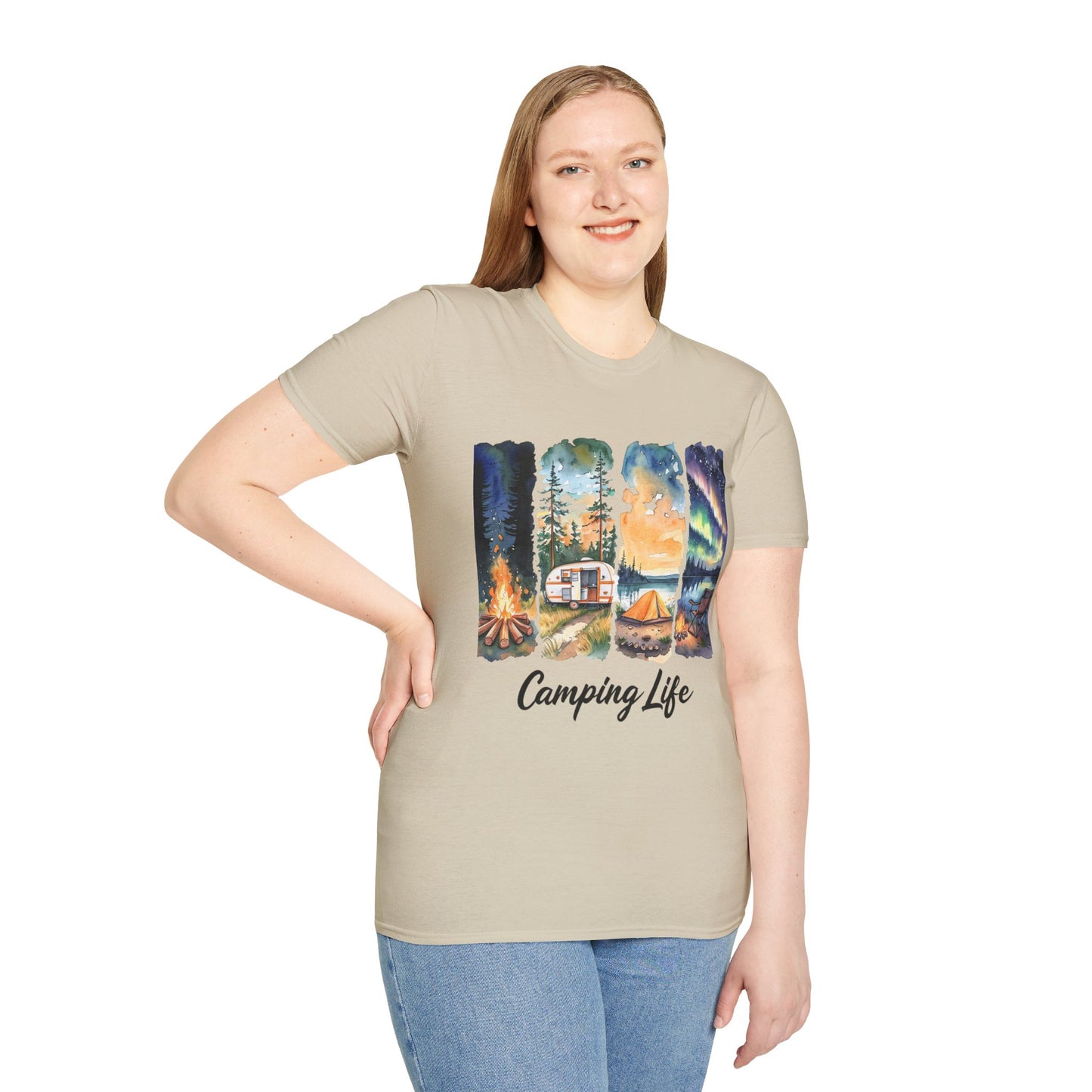 Camping Life Unisex Softstyle T-Shirt, Outdoor Apparel, Adventure Wear, Summer Camping Gear, Nature Lover Gift