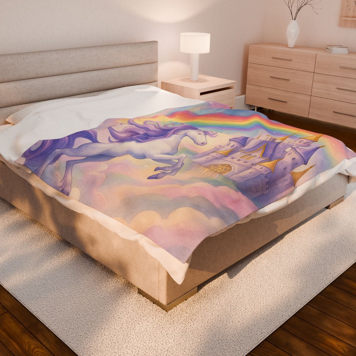 Unicorn Fantasy Plush Blanket, Cozy Kids Blanket, Dreamy Nursery Decor, Magical Gift for Birthdays, Rainbow Blanket for Girls