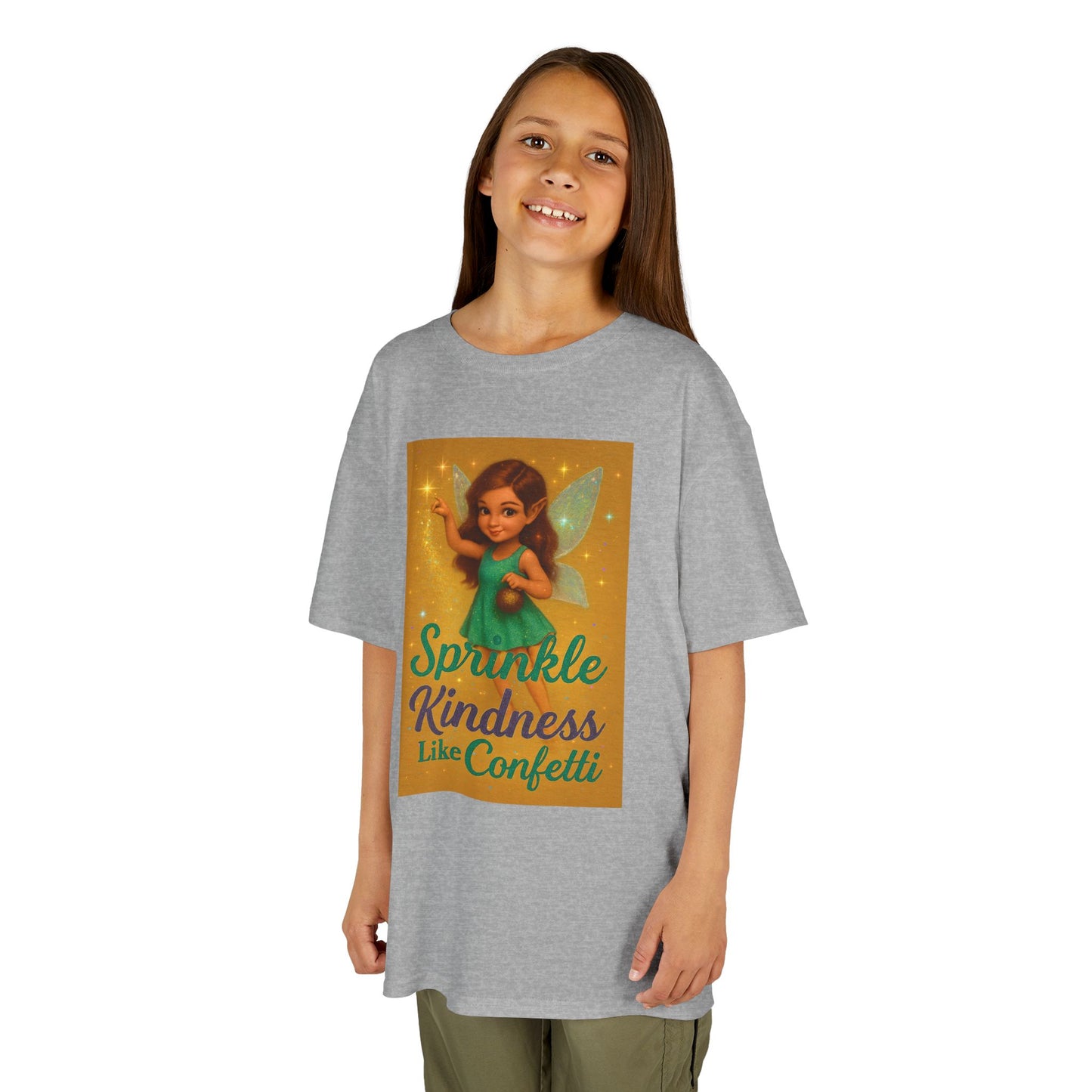Sparkle Kindness Kids Cotton Tee - Whimsical Fairy Design, Perfect Birthday Gift, Playtime Apparel, Encouraging Message, Kids Fashion