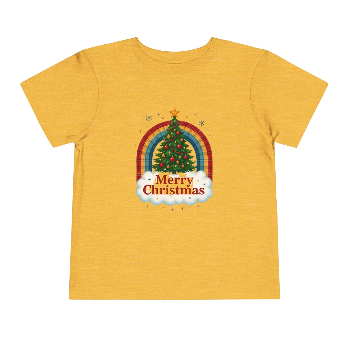 Merry Christmas Plaid Rainbow Tree Toddler Tee