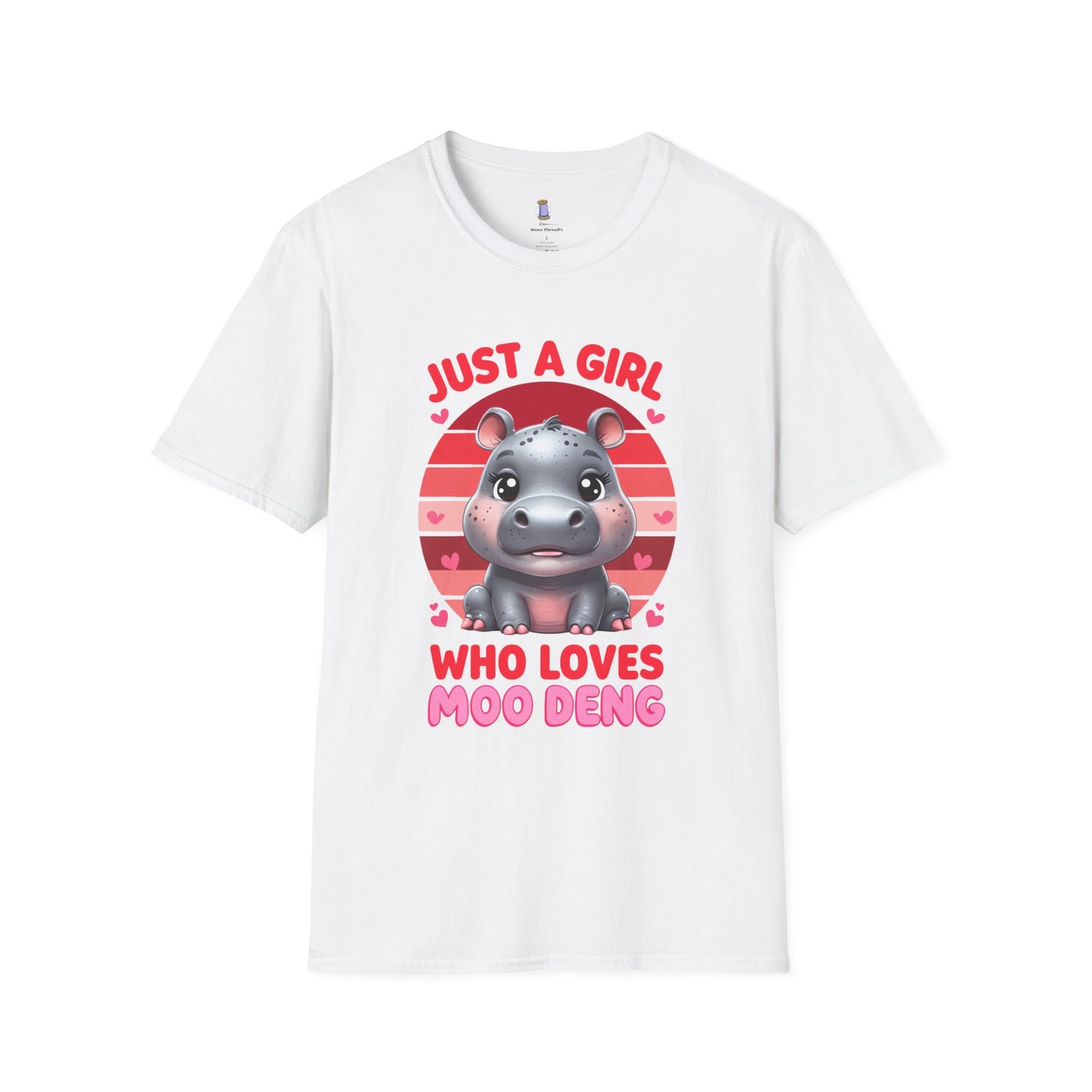 Just a Girl Who Loves Moo Deng Unisex Softstyle T-Shirt | Cute Hippo Tee, Animal Lover Shirt, Gift for Kids, Summer Wear, Birthday Present