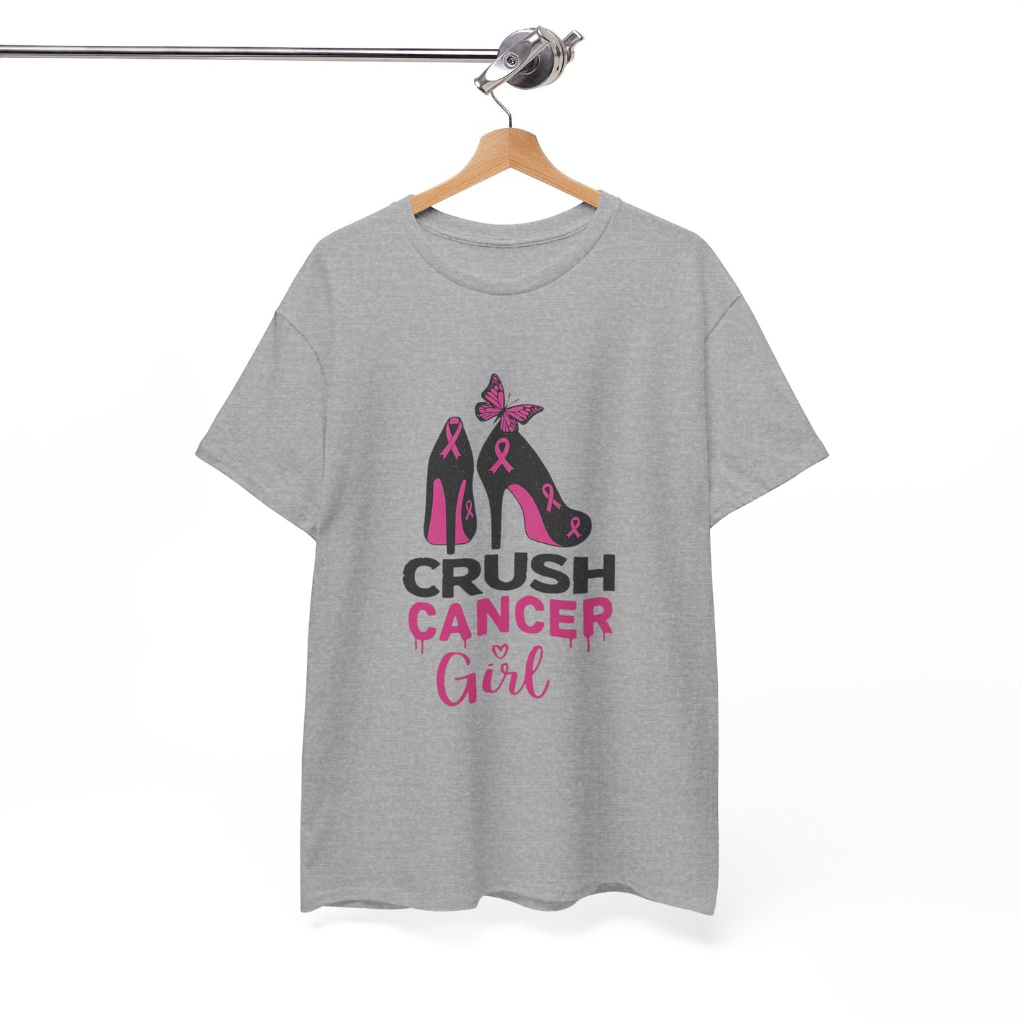 Crush Cancer Girl Tee: High Heels, Pink Ribbon, Hope