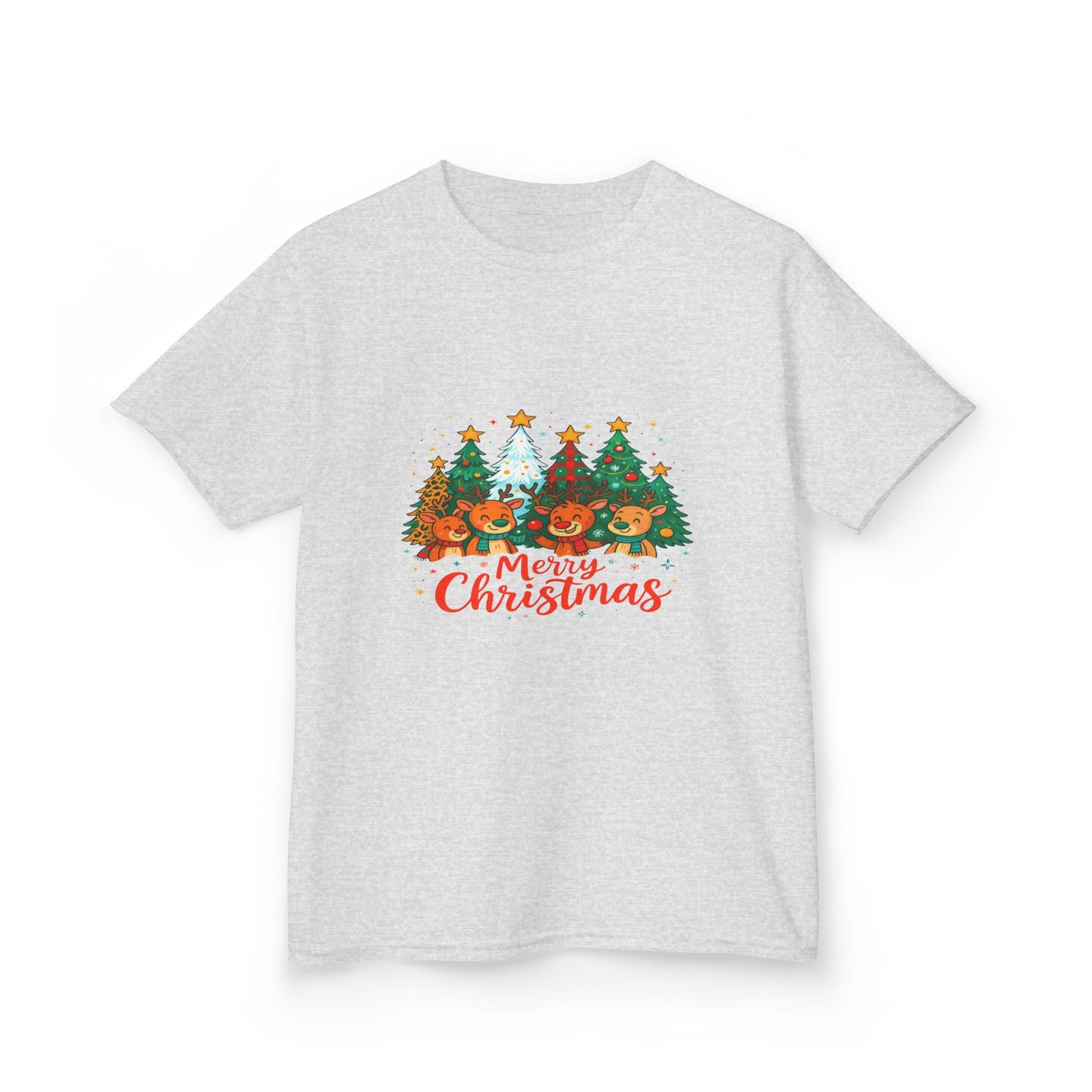 Merry Christmas Reindeer & Dino Trees Kids Tee