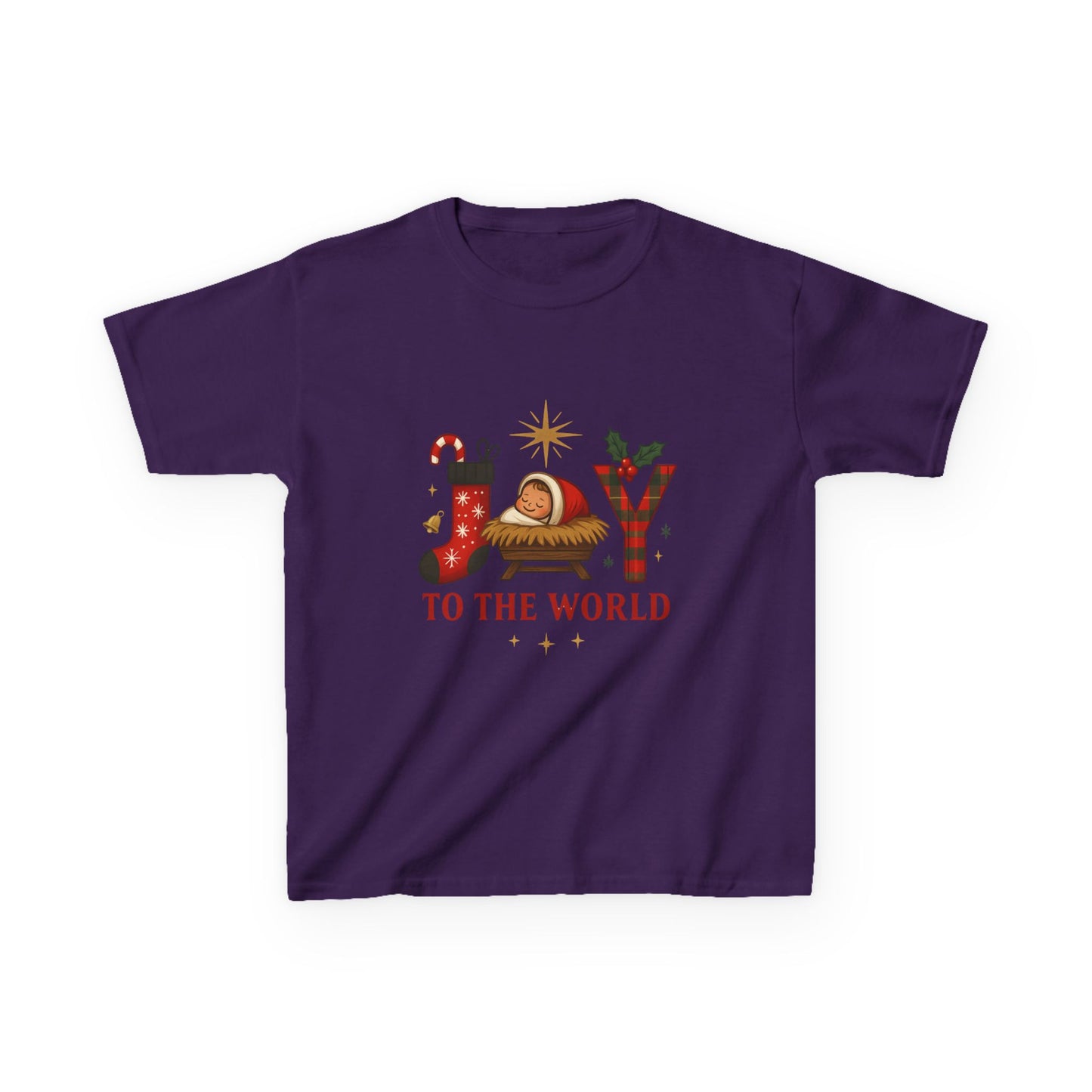 Joy to the World Dino Christmas Kids Tee