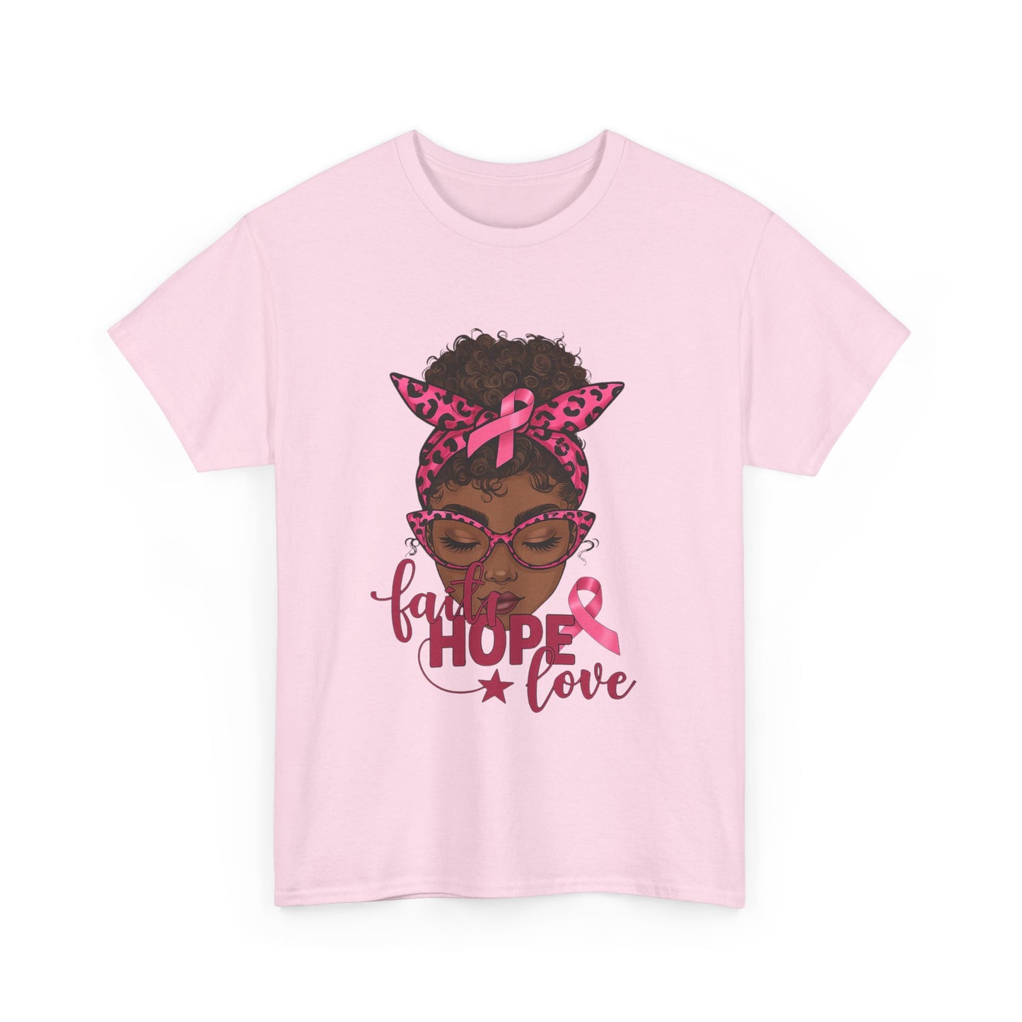Hope Love Faith Black Woman Pink Ribbon Tee