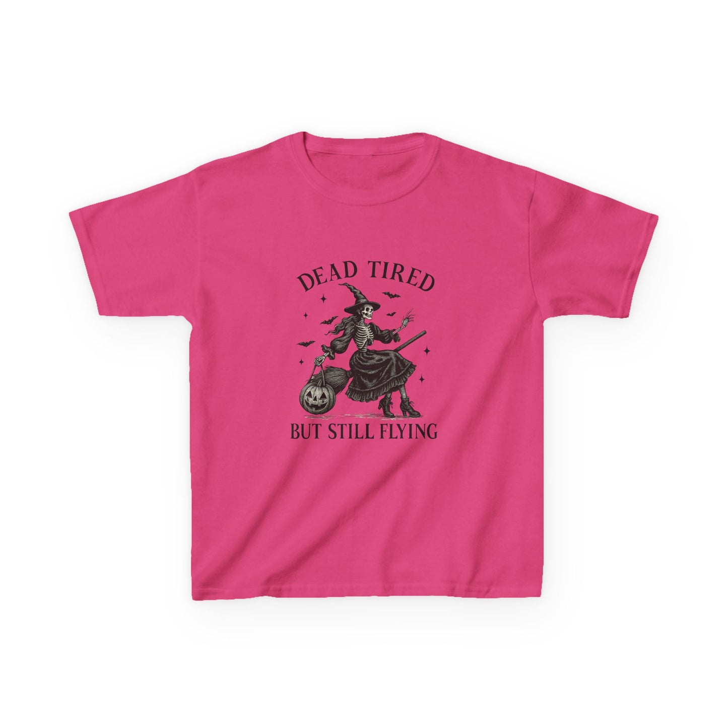 Dead Tired But Flying Skeleton Witch Tee