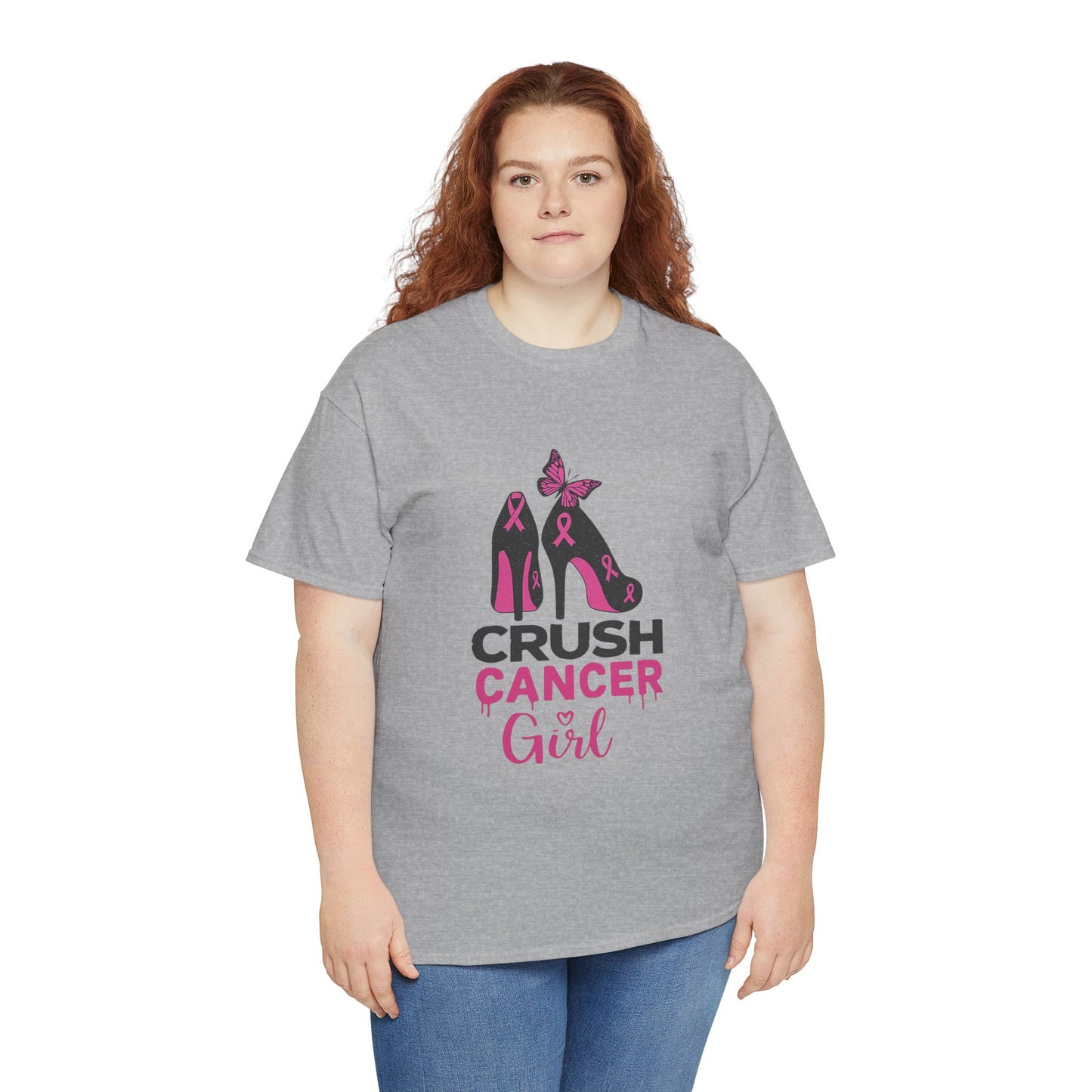 Crush Cancer Girl Tee: High Heels, Pink Ribbon, Hope