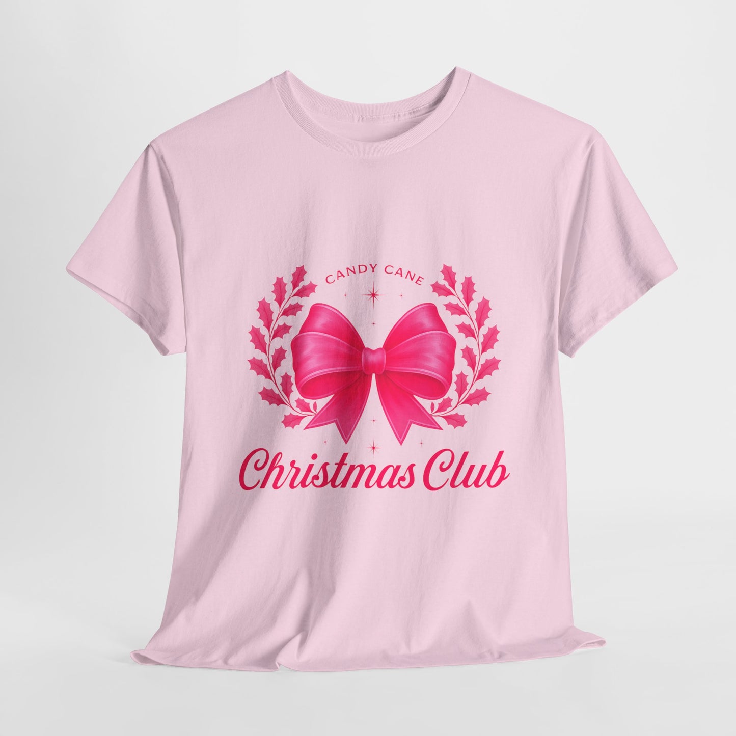 Christmas Tee with Pink Bow and Candy Cane Christmas Club Text