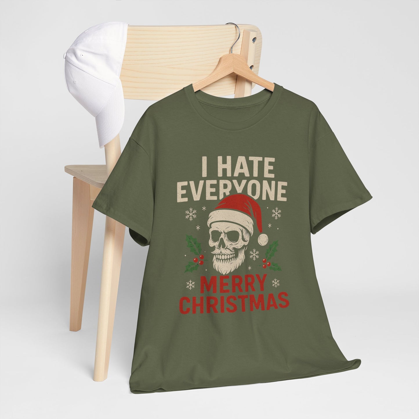 I Hate Everyone Merry Christmas Skull Tee