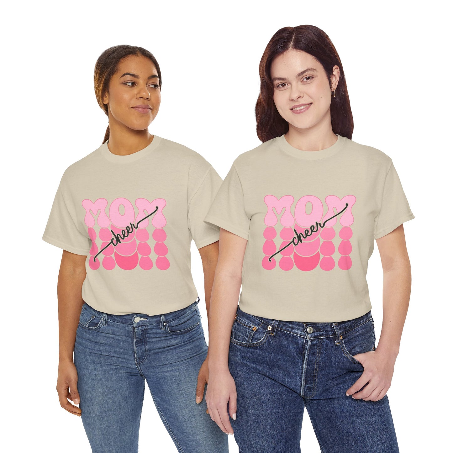 MOM Cheer – Pink Bubble Letter Spirit Tee