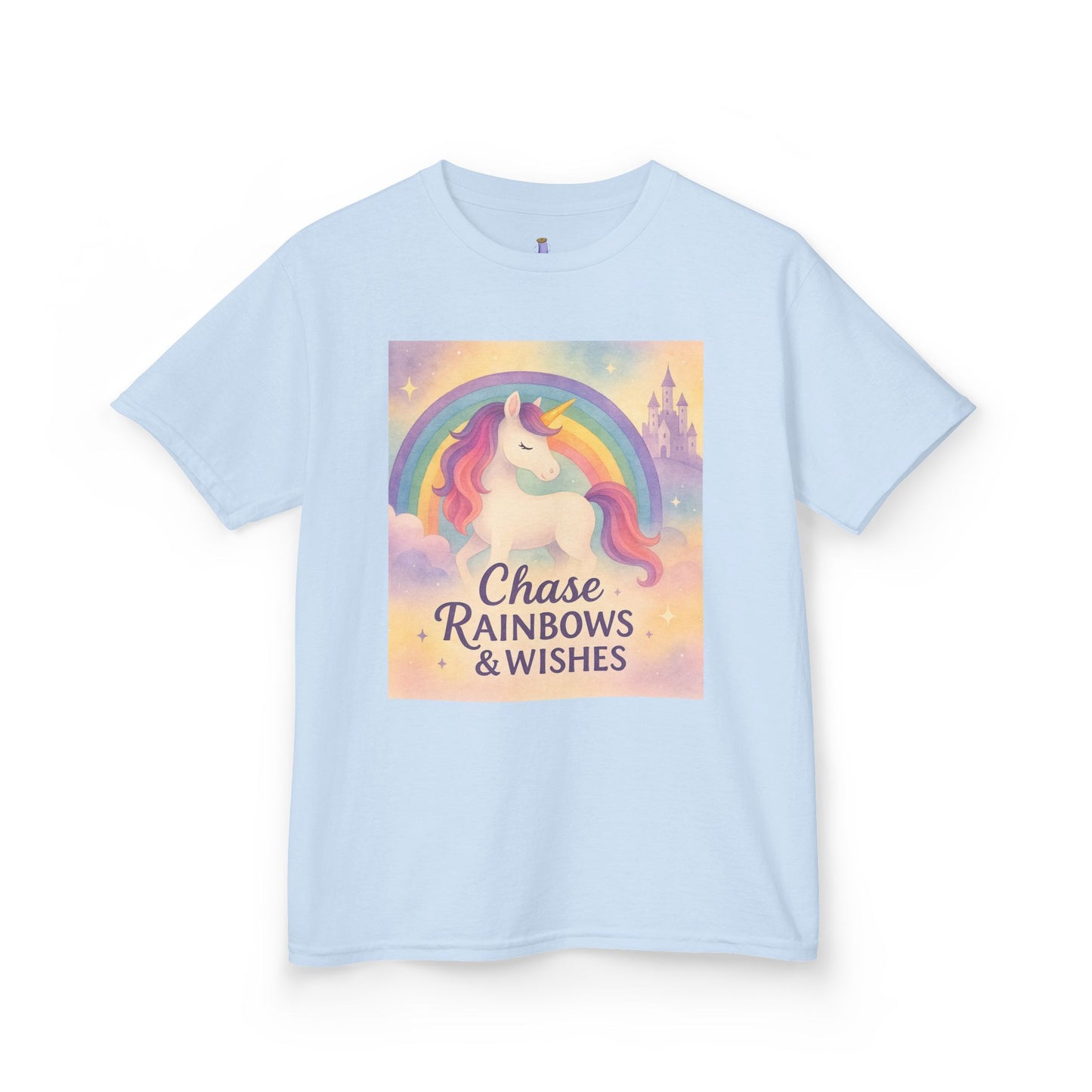 Chase Rainbows & Wishes Unicorn Kids Tee, Magical T-Shirt, Birthday Gift for Kids, Unicorn Lover Apparel, Playful Cotton Tee