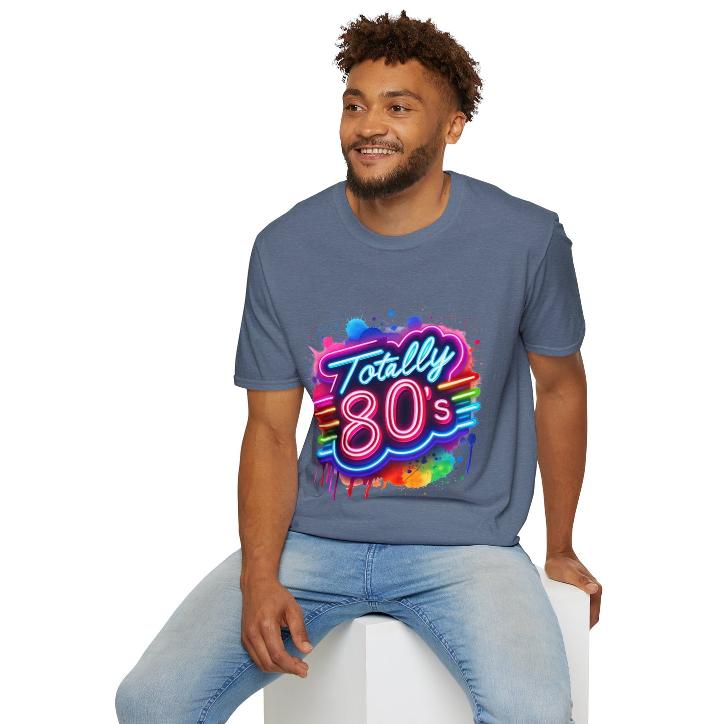 Totally 80s Unisex Softstyle T-Shirt – Retro Vintage Tee, Nostalgic Gift, Party Shirt, Perfect for 80s Theme Events, Festival Wear