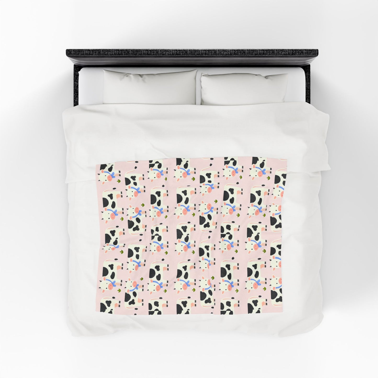Cow Print Velveteen Plush Blanket, Cute Baby Throw, Nursery Decor, Cozy Gift, Kid’s Room