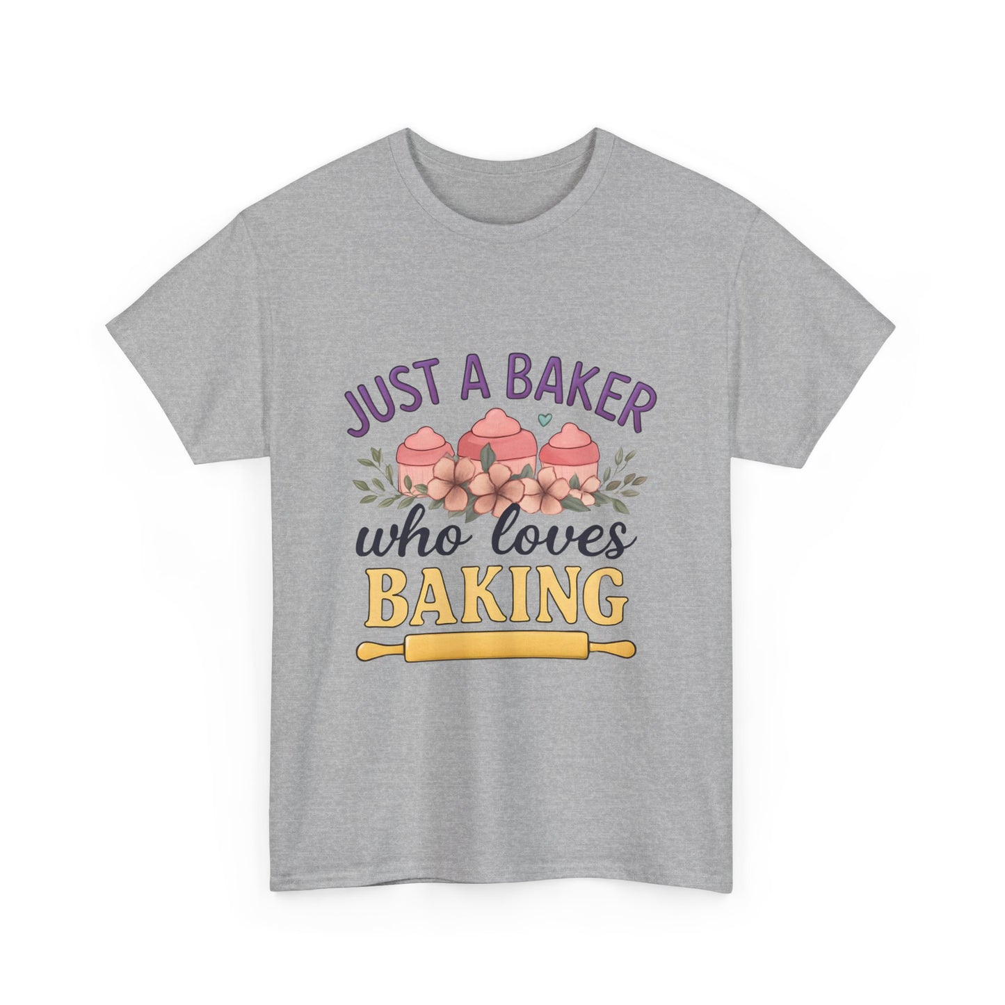 Baking Lover Tee with Cupcake and Rolling Pin Design