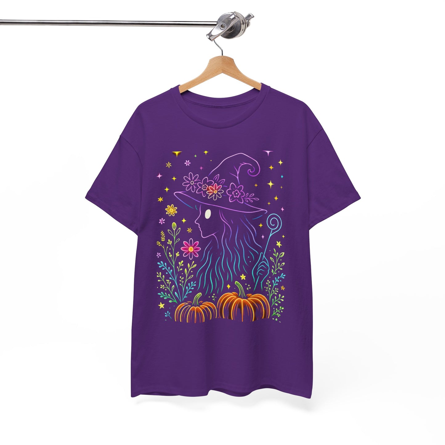 🌙 Whimsical Witch Cat Tee – Magical Halloween Pumpkin Shirt