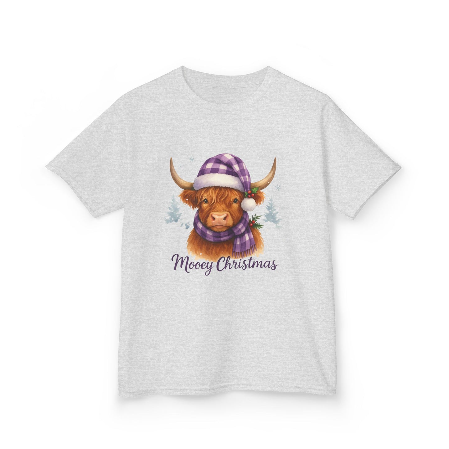 Moovey Christmas Highland Cow Kids Tee