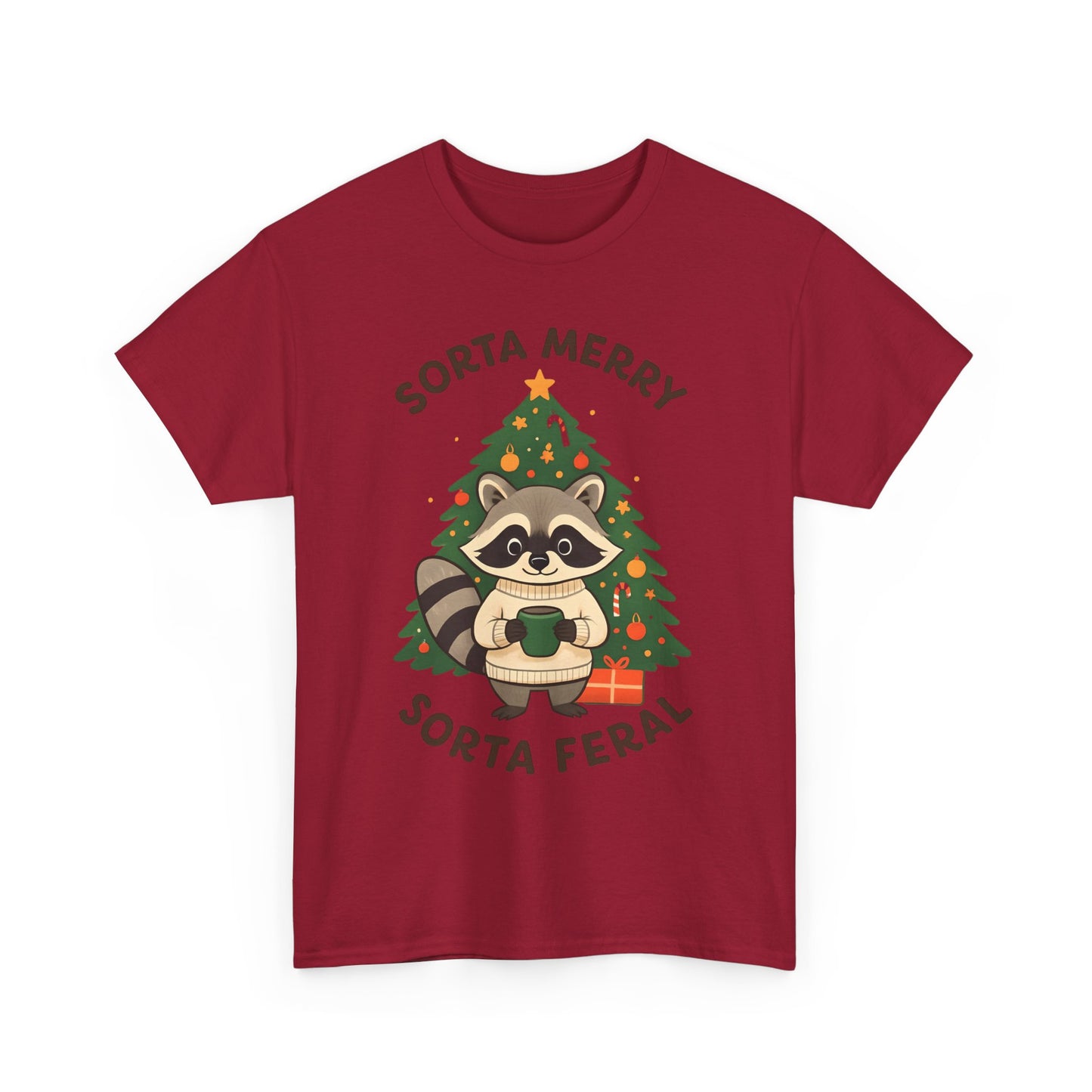 Sorta Merry Sorta Feral Raccoon Christmas Tee