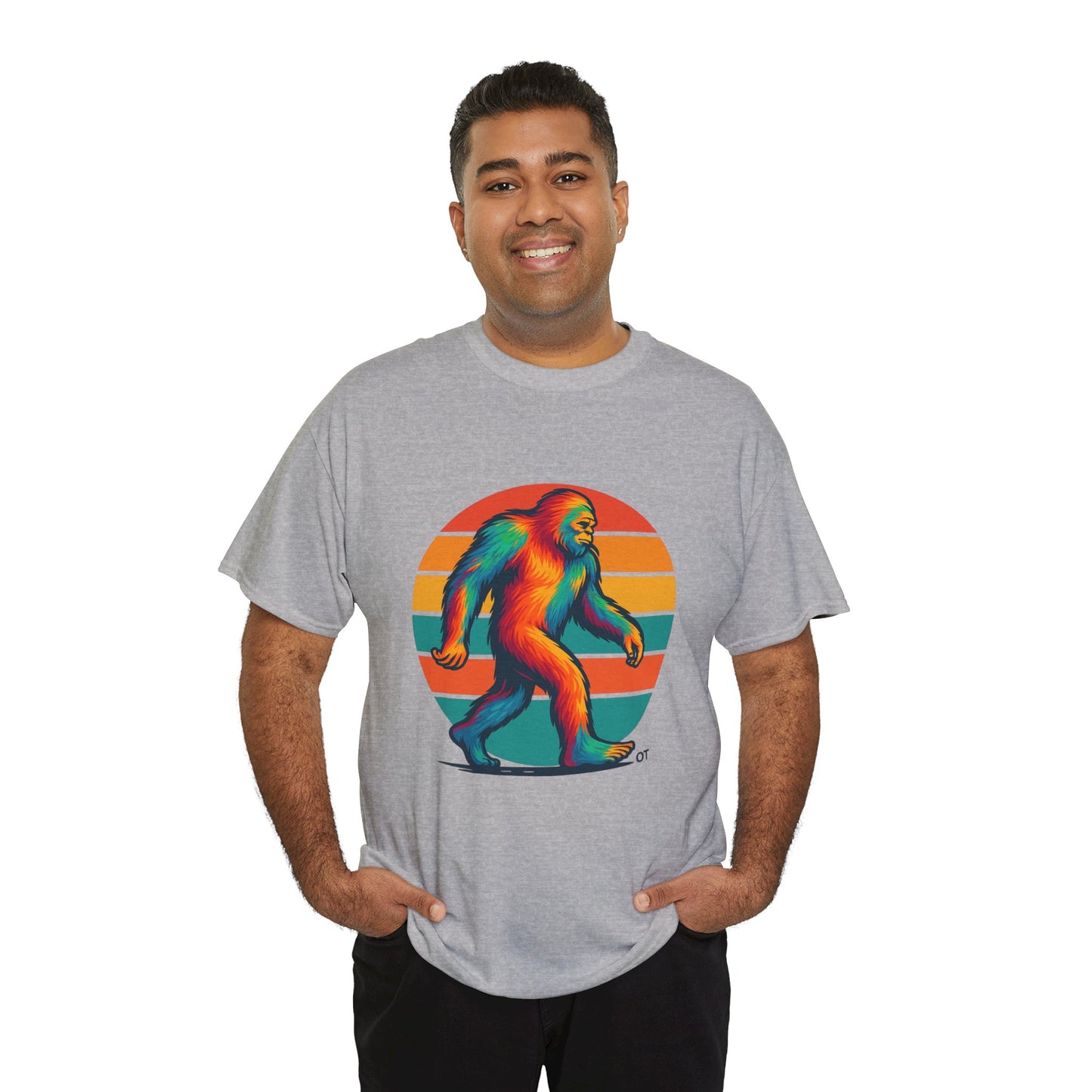 Colorful Bigfoot Unisex T-Shirt, Fun Graphic Tee for Nature Lovers, Perfect for Holidays, Festivals, Camping, Gifts