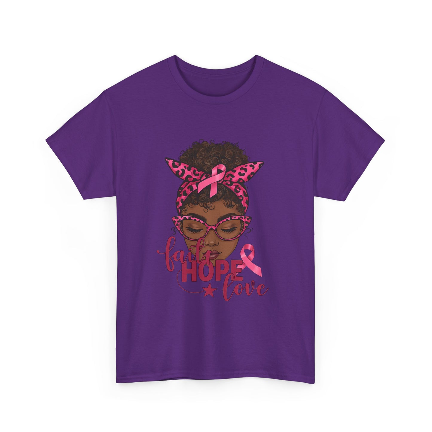 Hope Love Faith Black Woman Pink Ribbon Tee